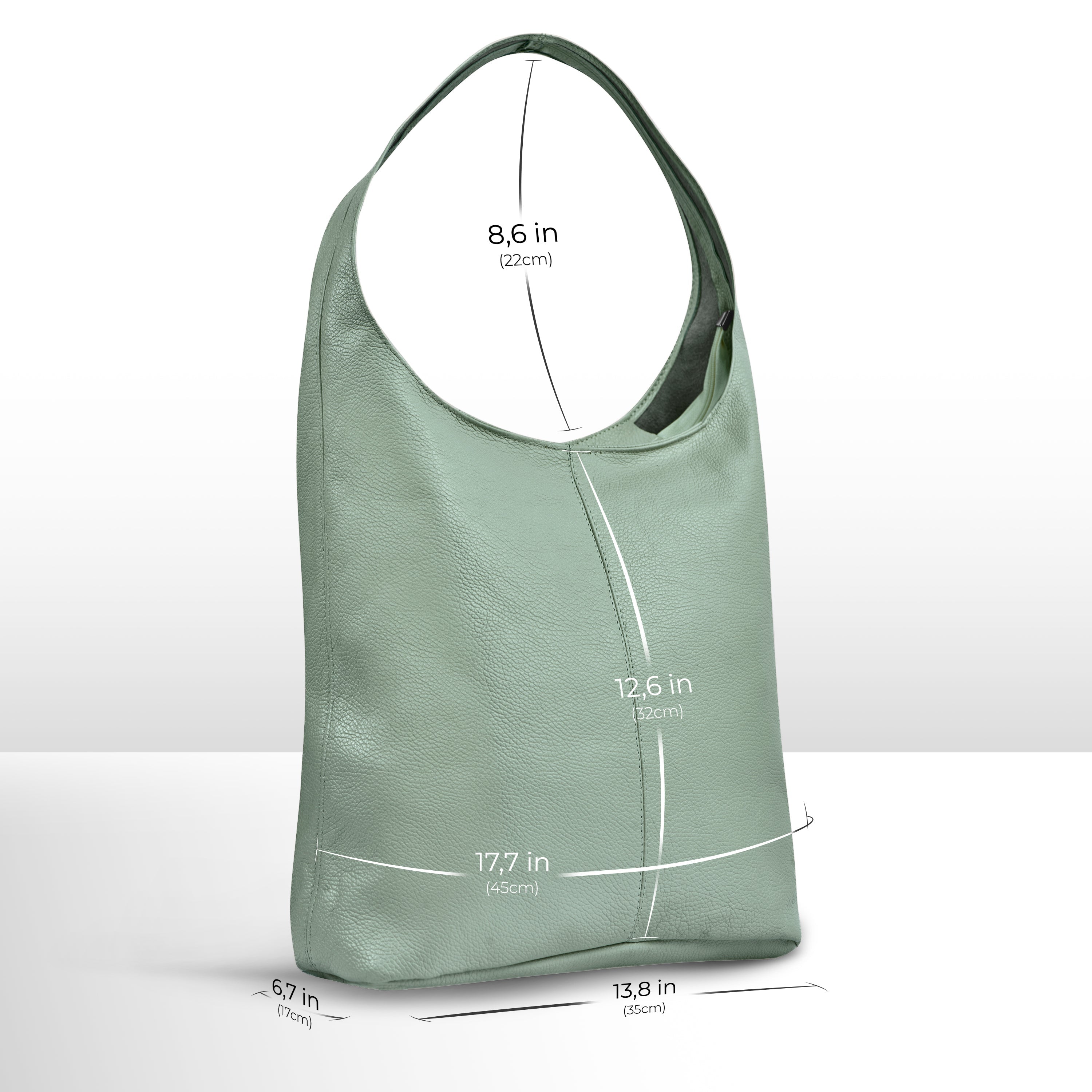 Large Italian Genuine Calf Leather Hobo Shoulder Bag
