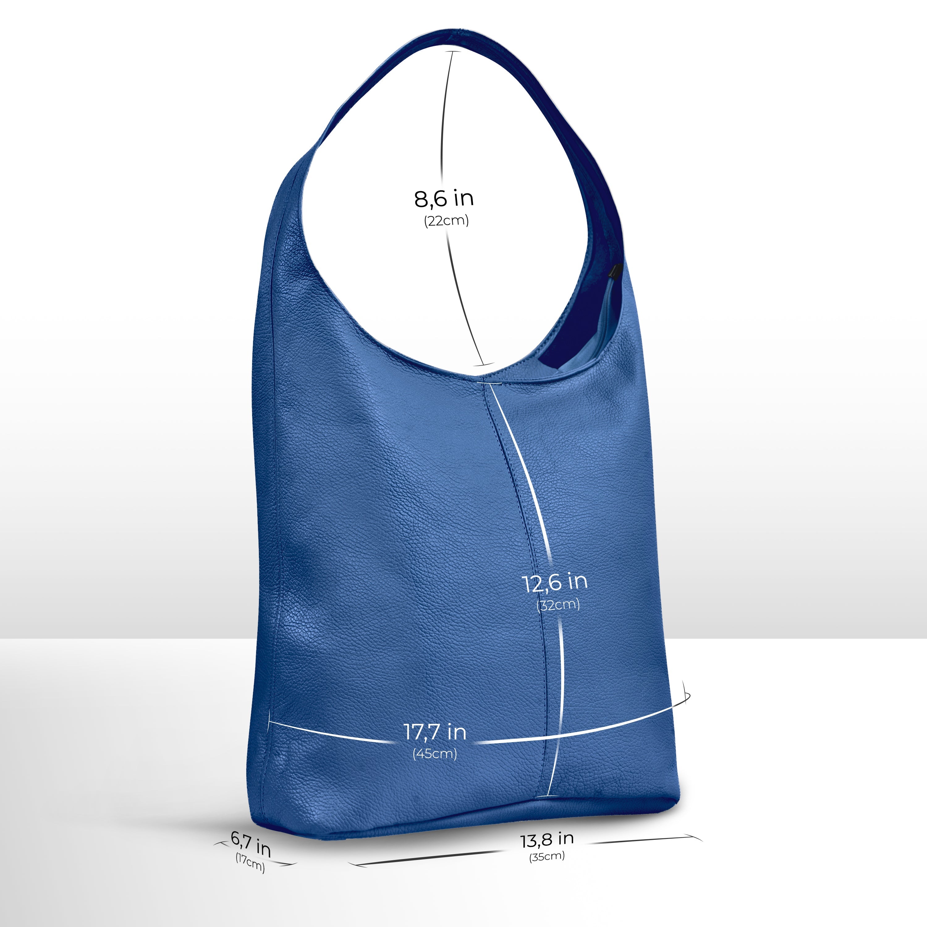 Large Italian Genuine Calf Leather Hobo Shoulder Bag
