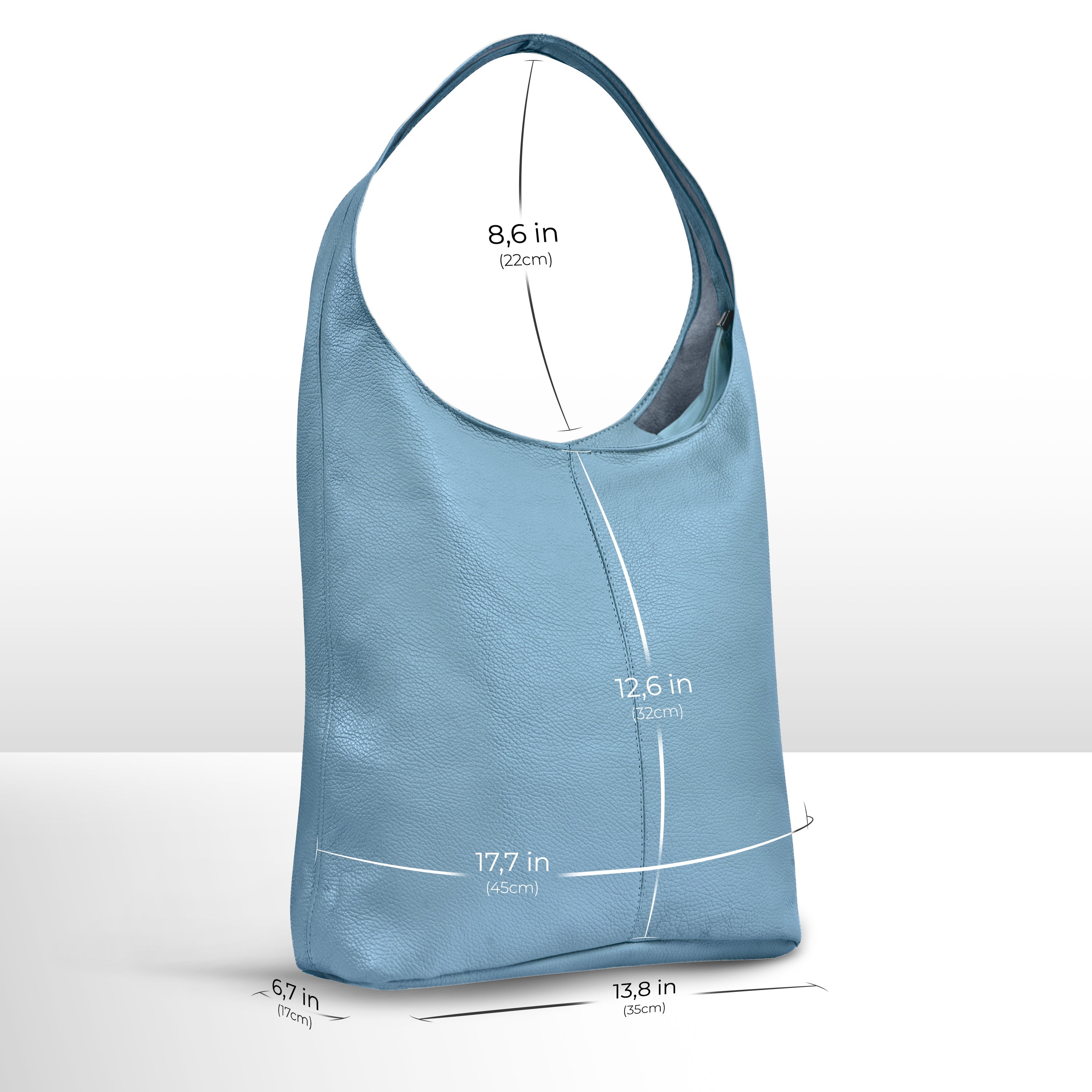 Large Italian Genuine Calf Leather Hobo Shoulder Bag