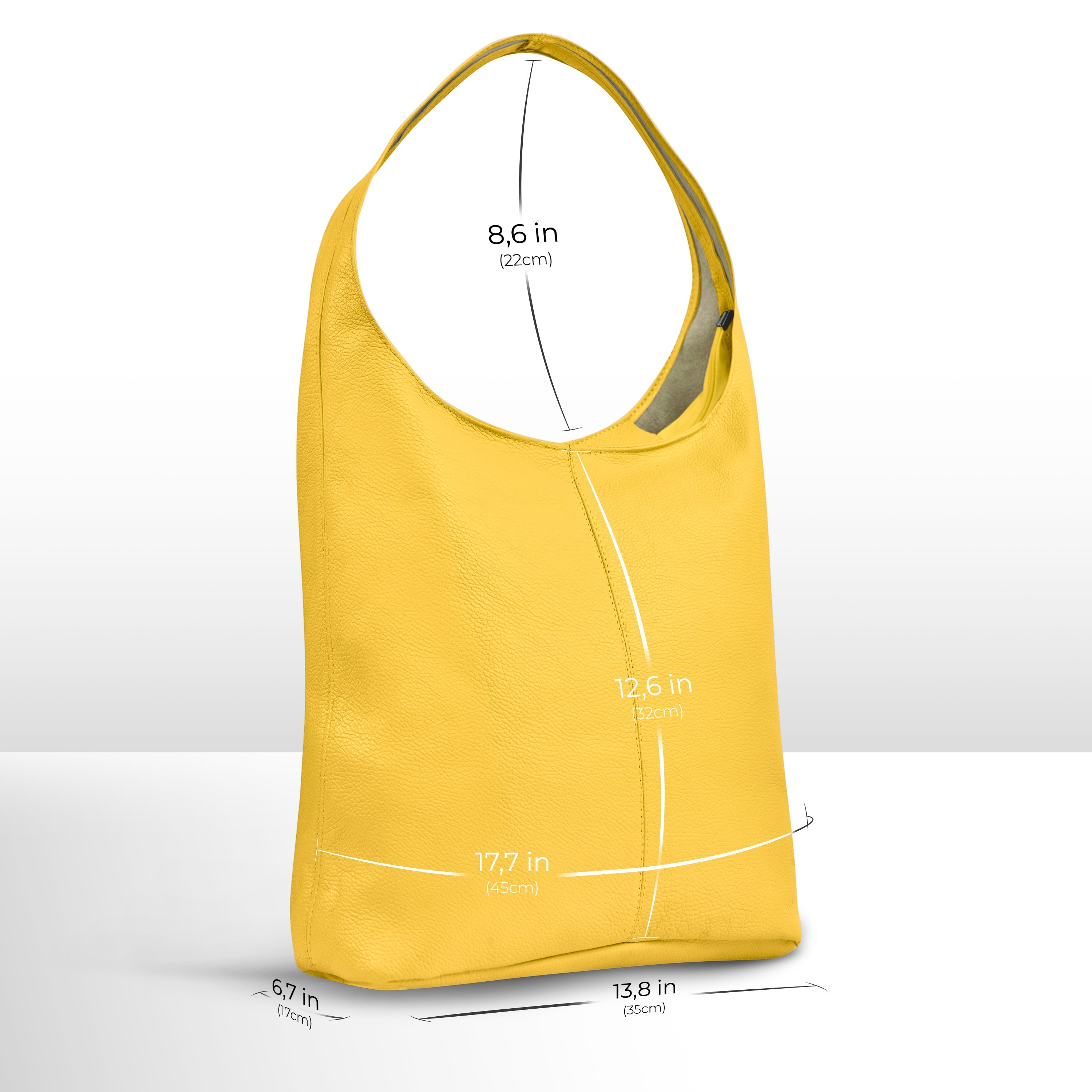 Large Italian Genuine Calf Leather Hobo Shoulder Bag