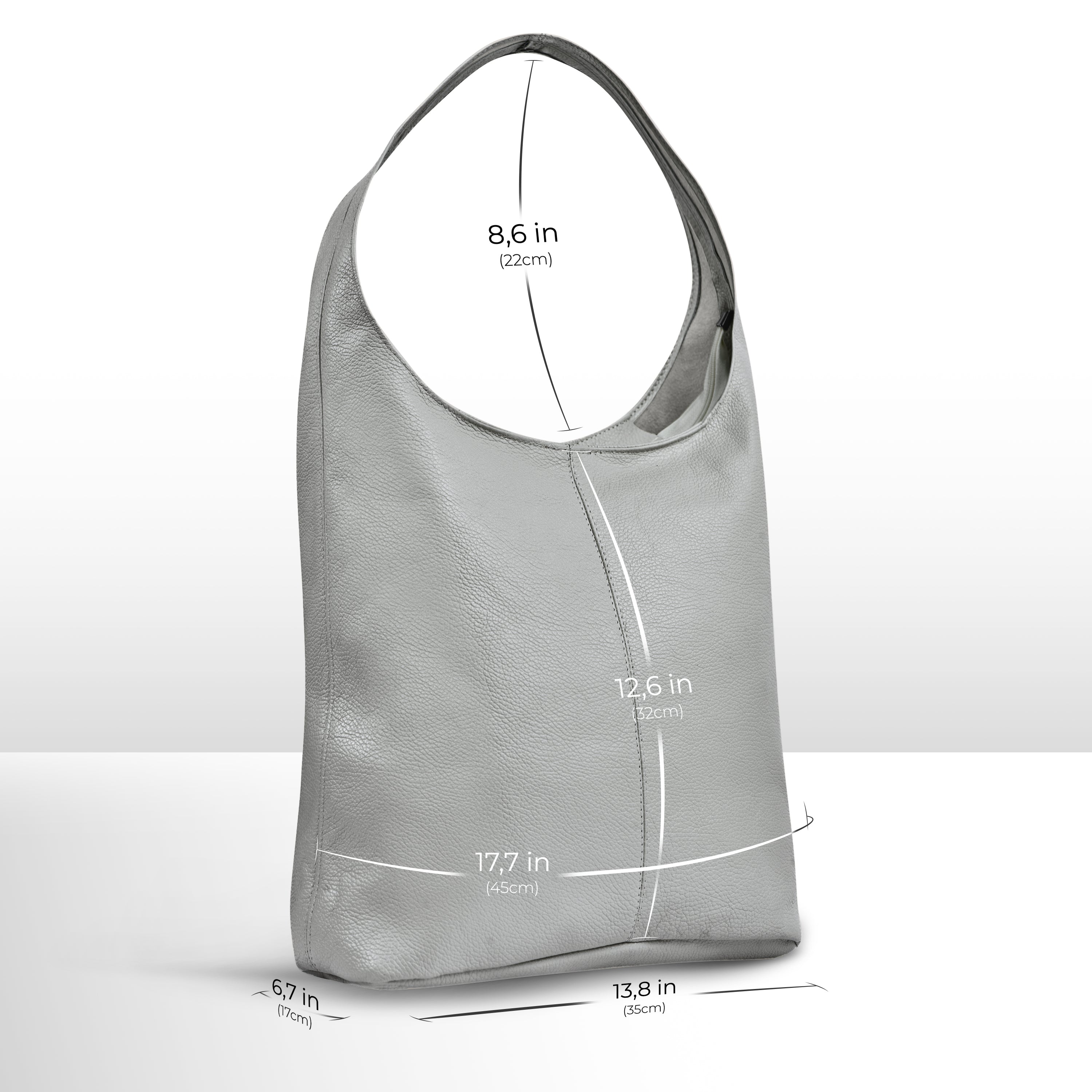 Large Italian Genuine Calf Leather Hobo Shoulder Bag