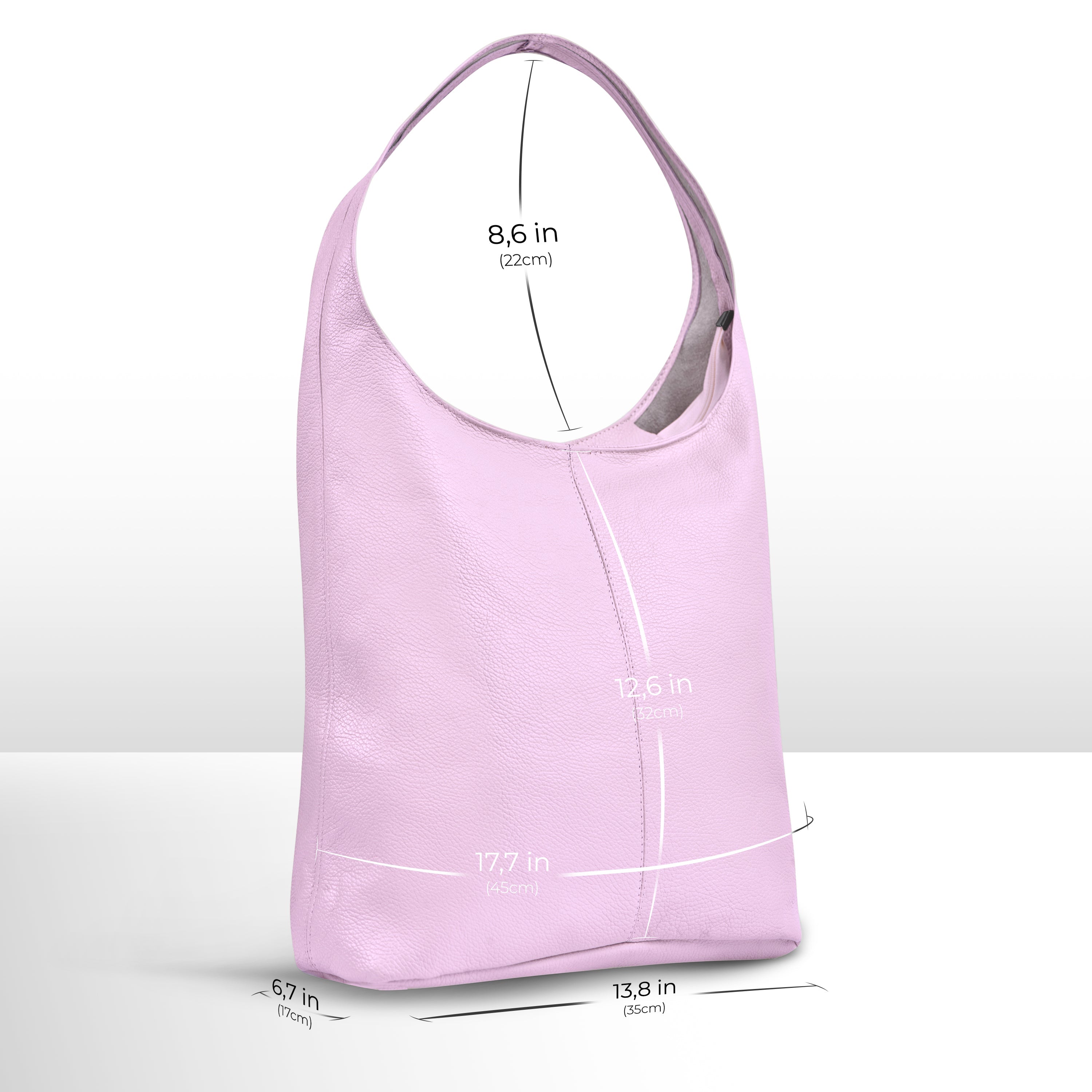 Large Italian Genuine Calf Leather Hobo Shoulder Bag