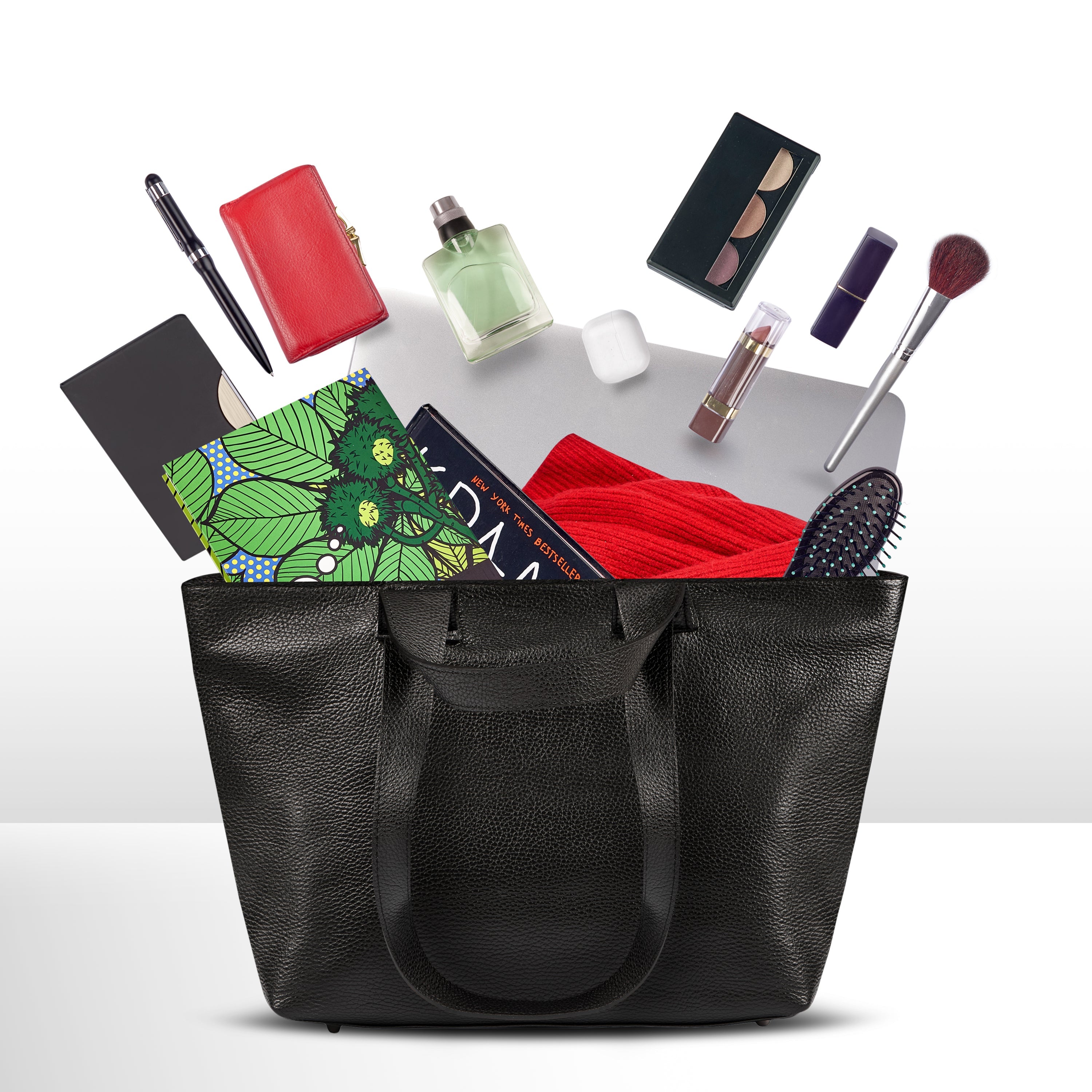 Italian Genuine Calf Leather Tote Bag in Professional Style