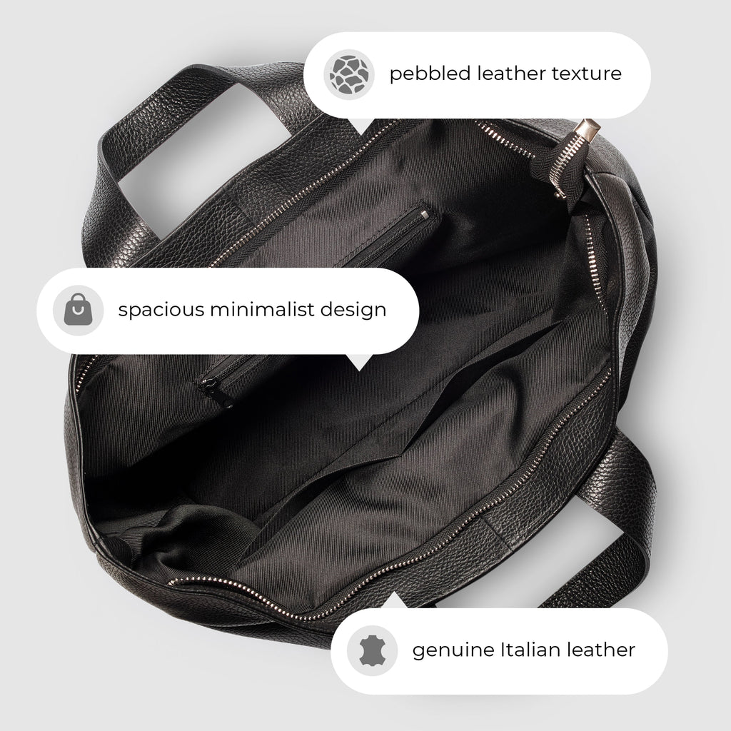 Italian Genuine Calf Leather Tote Bag in Professional Style