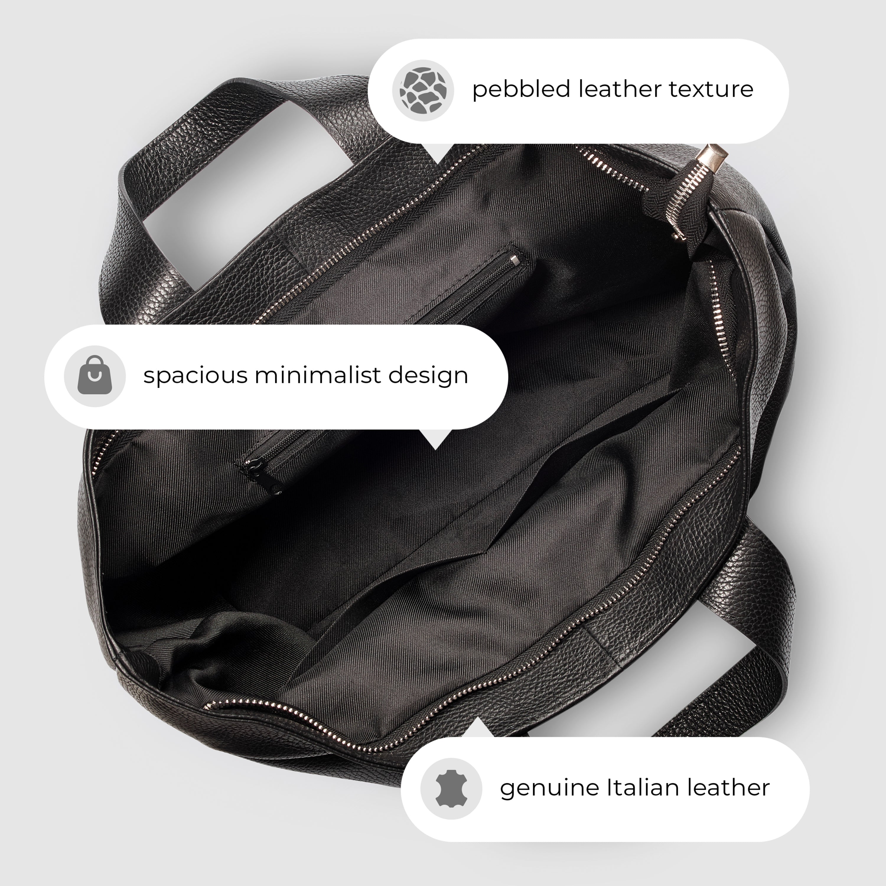 Italian Genuine Calf Leather Tote Bag in Professional Style