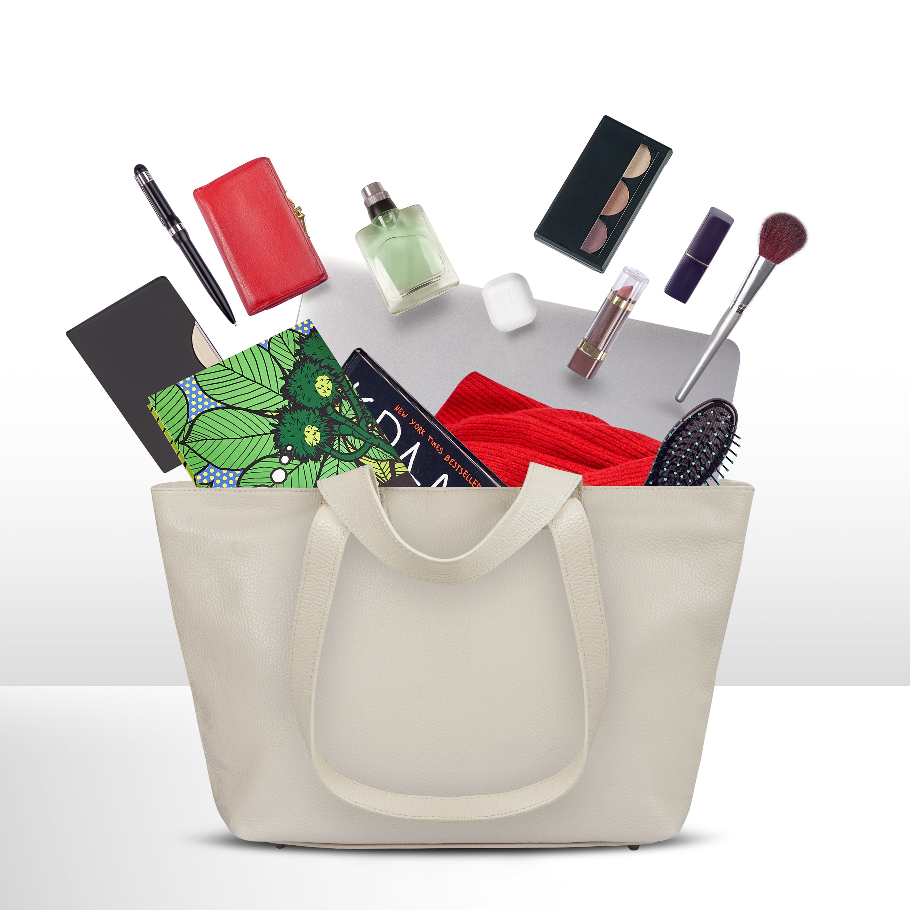 Italian Genuine Calf Leather Tote Bag in Professional Style