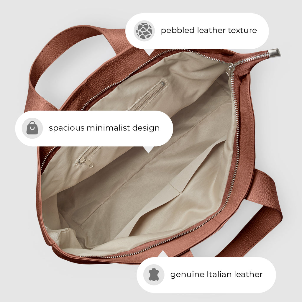 Italian Genuine Calf Leather Tote Bag in Professional Style