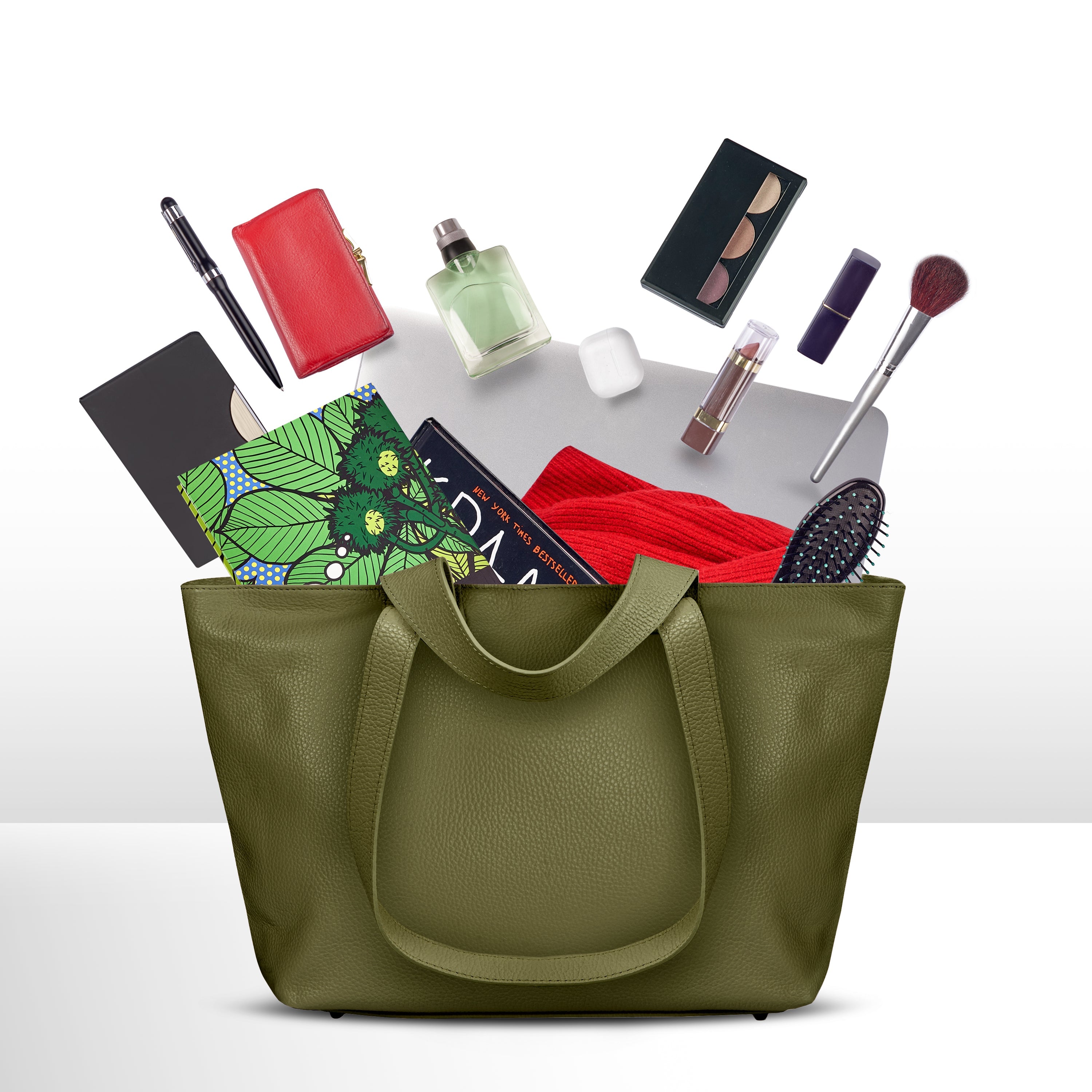 Italian Genuine Calf Leather Tote Bag in Professional Style