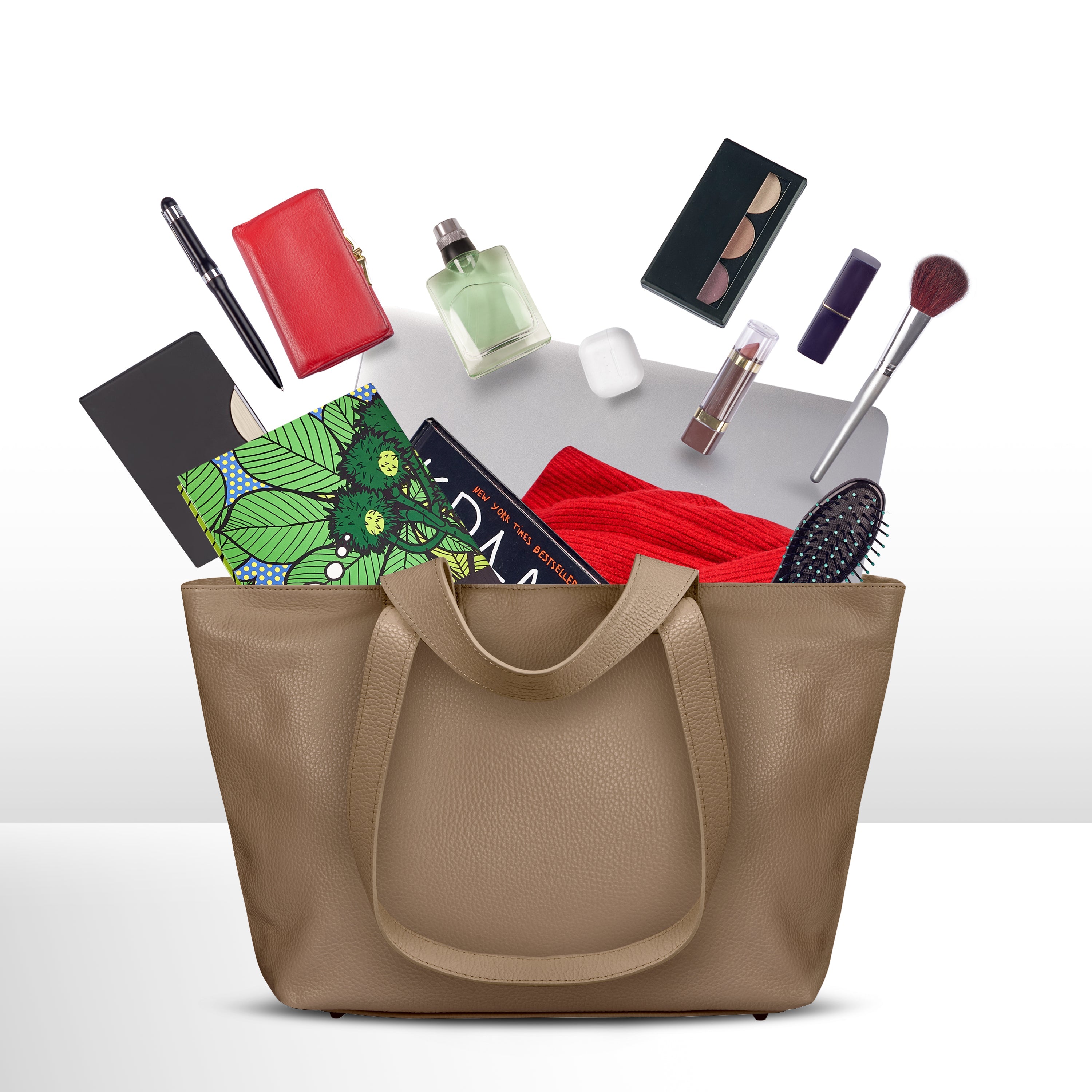 Italian Genuine Calf Leather Tote Bag in Professional Style