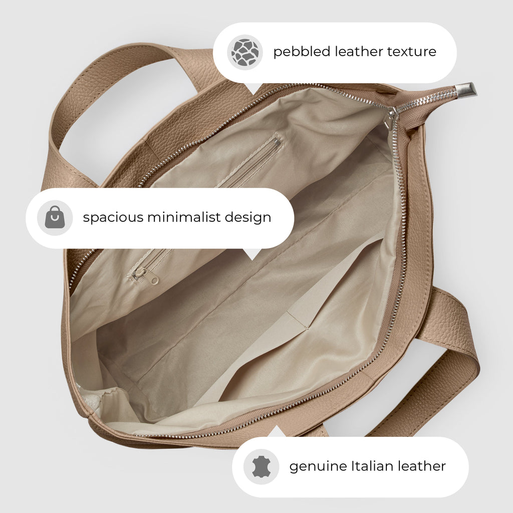 Italian Genuine Calf Leather Tote Bag in Professional Style