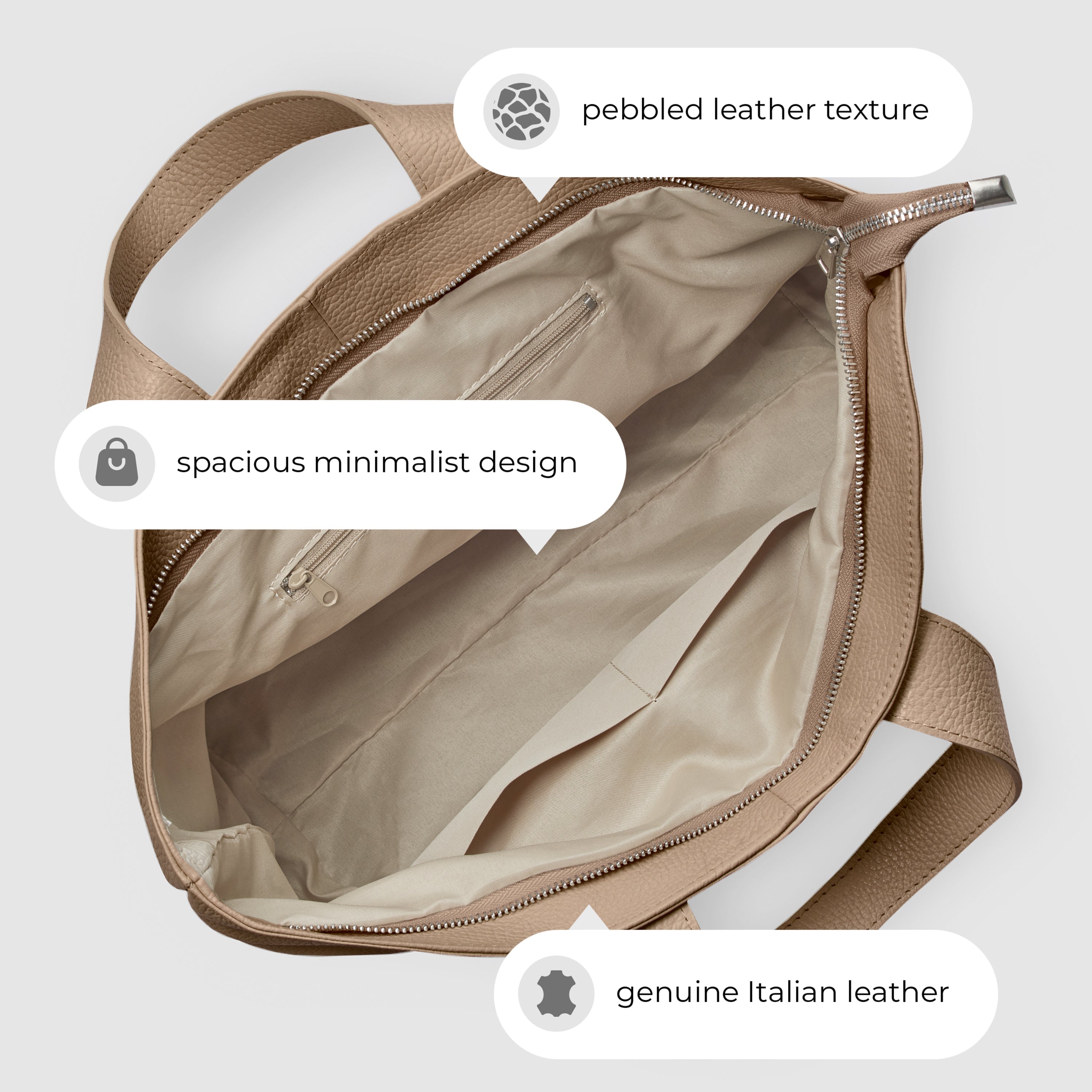 Italian Genuine Calf Leather Tote Bag in Professional Style