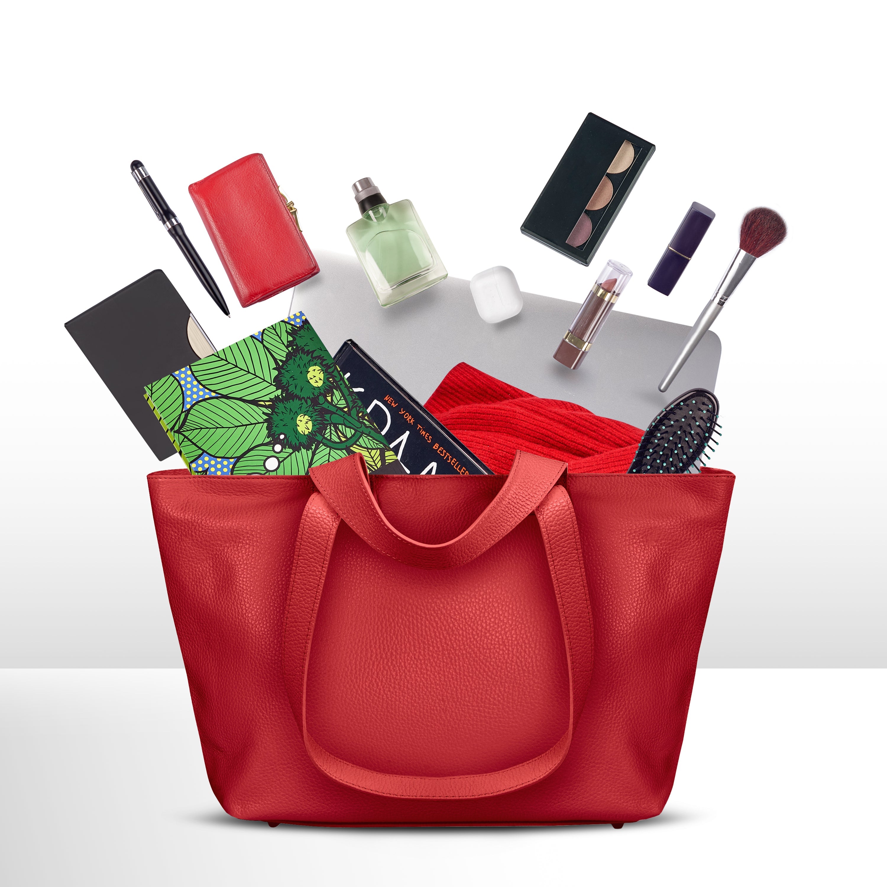 Italian Genuine Calf Leather Tote Bag in Professional Style