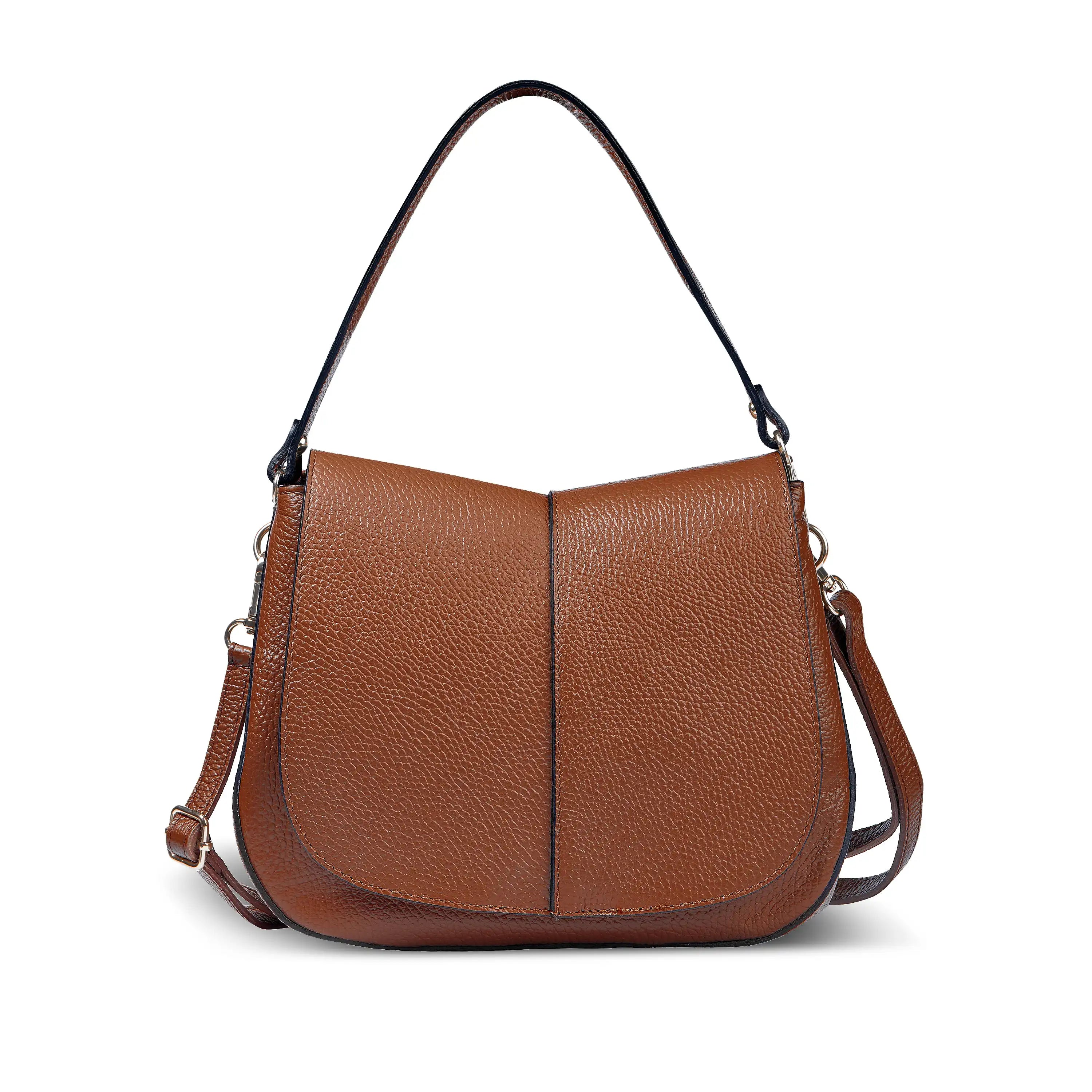 Italian Calf Leather Shoulder Bag – Structured Minimalist Purse