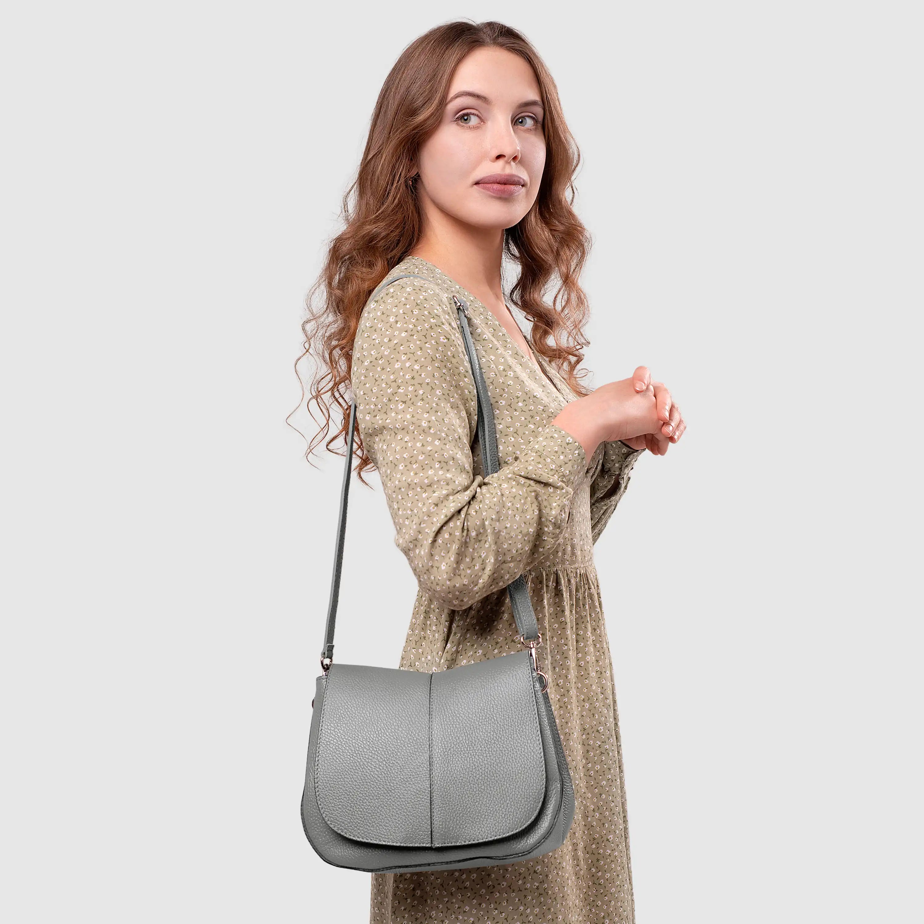 Italian Calf Leather Shoulder Bag – Structured Minimalist Purse
