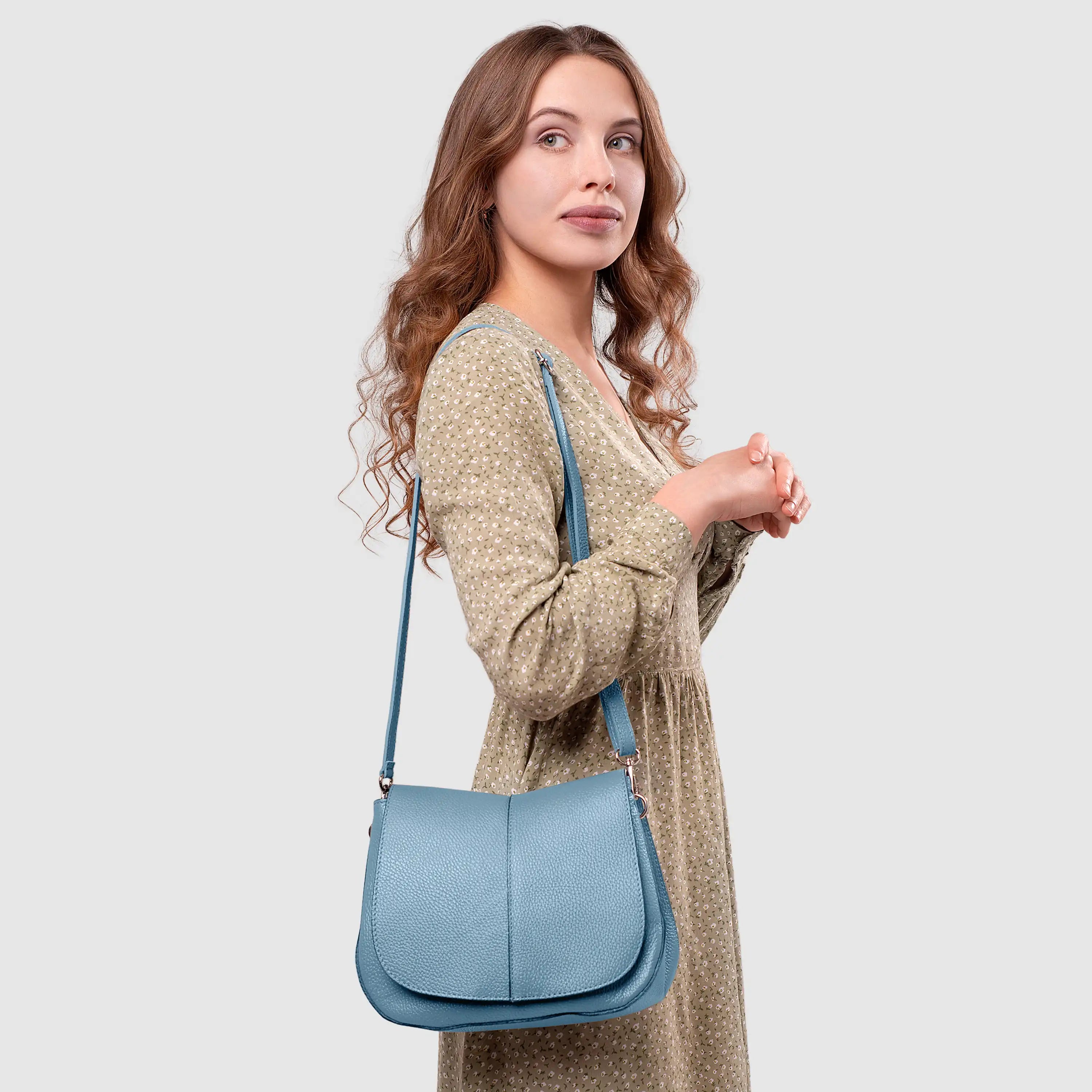 Italian Calf Leather Shoulder Bag – Structured Minimalist Purse