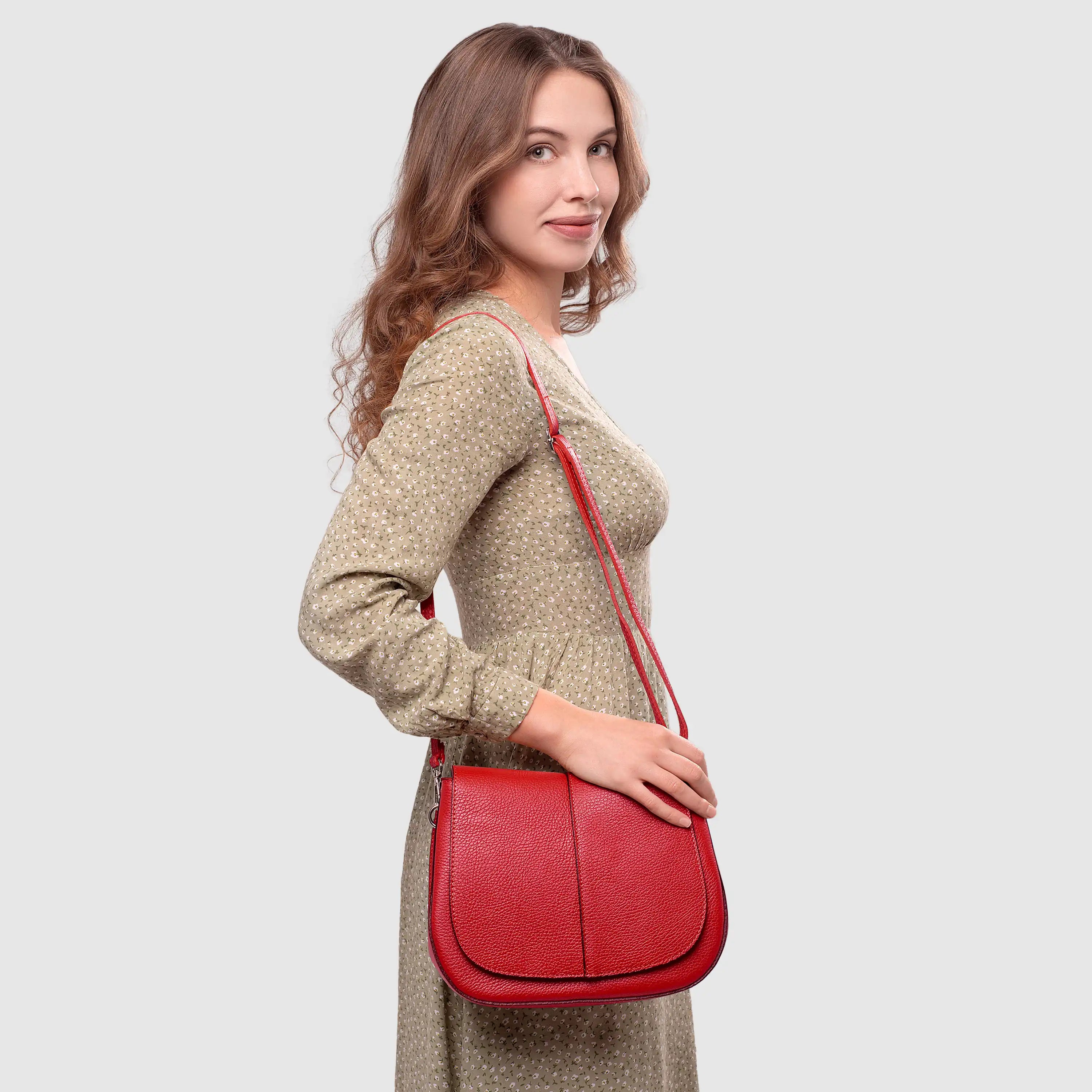 Italian Calf Leather Shoulder Bag – Structured Minimalist Purse