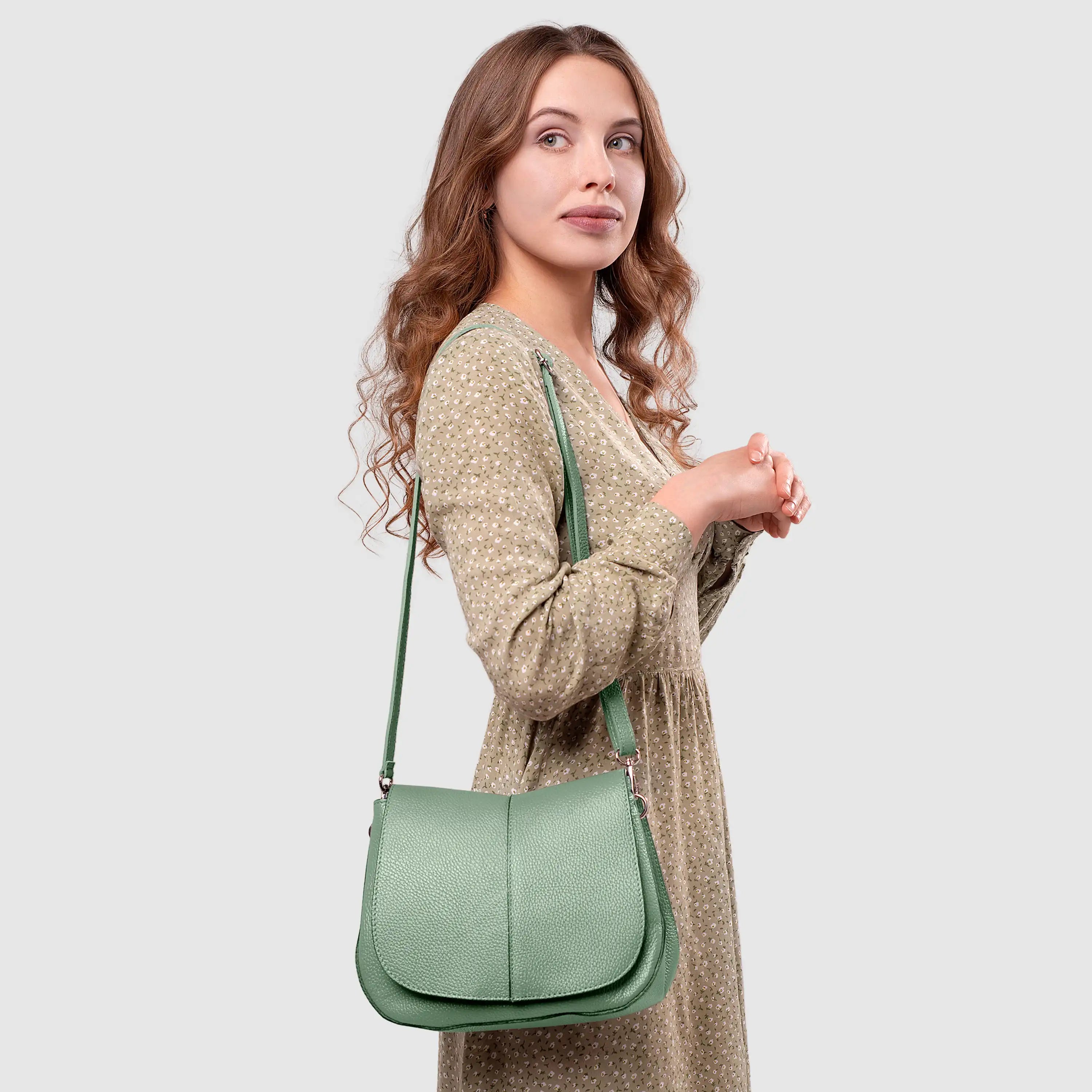 Italian Calf Leather Shoulder Bag – Structured Minimalist Purse