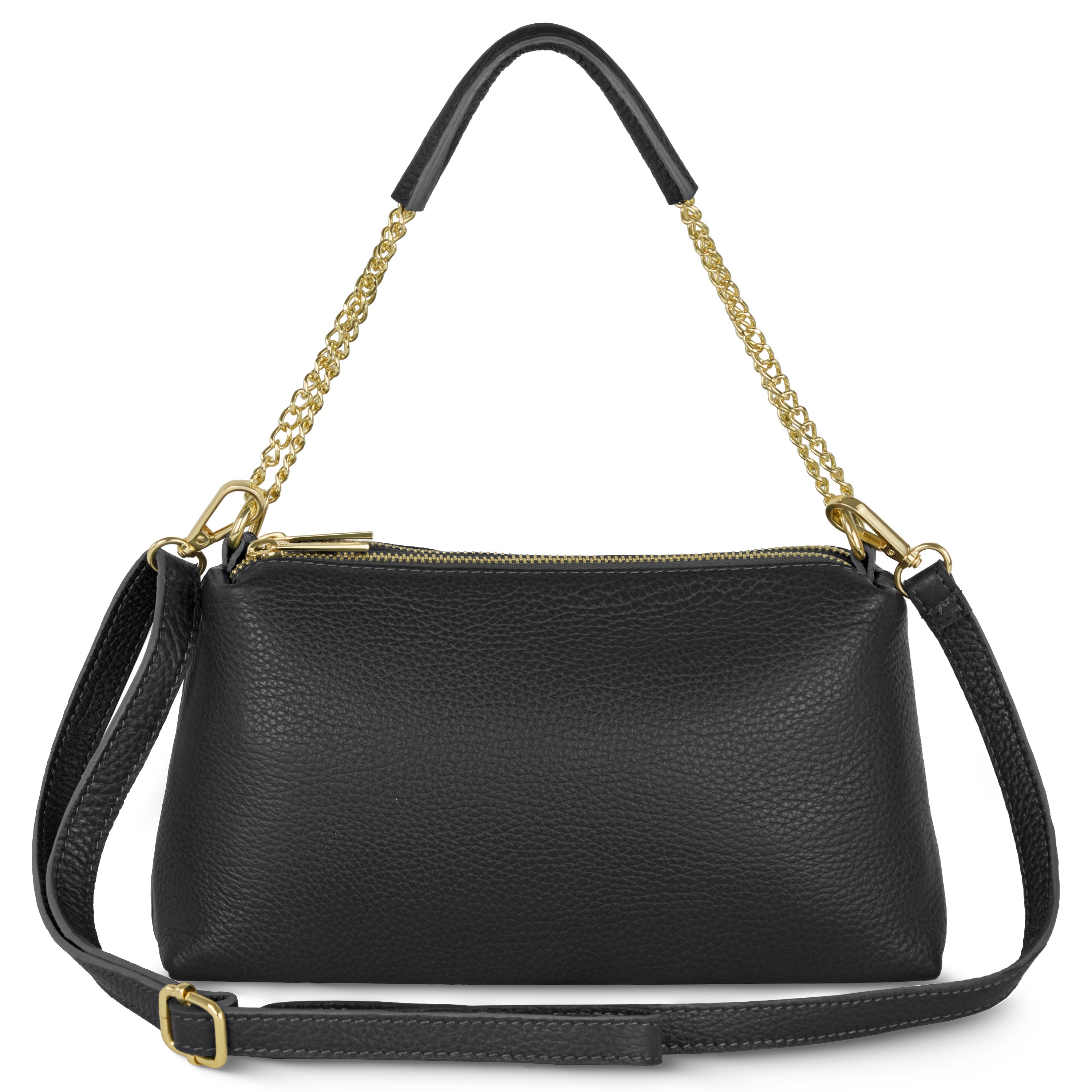 Italian Calf Leather Crossbody Bag – Medium Chain Handle Purse