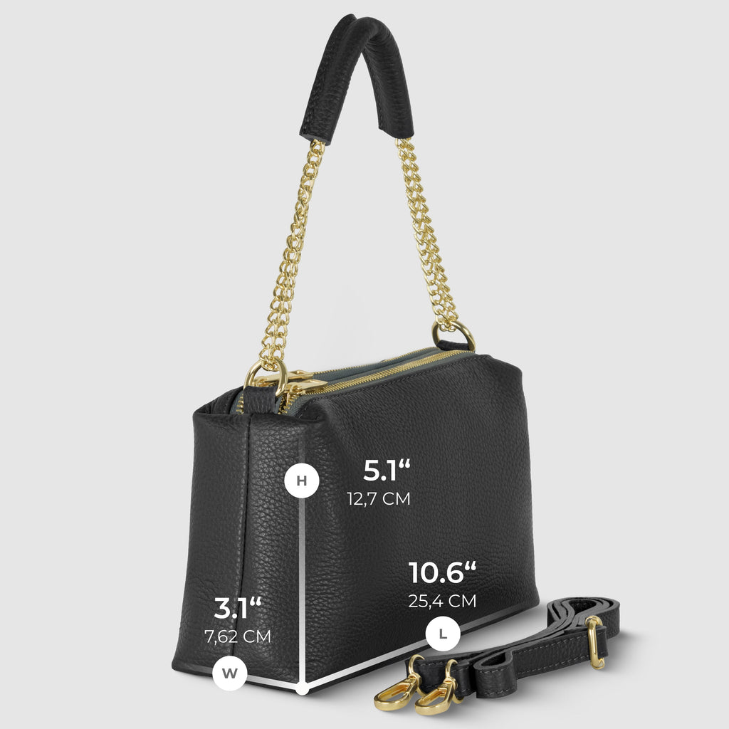 Italian Calf Leather Crossbody Bag – Medium Chain Handle Purse