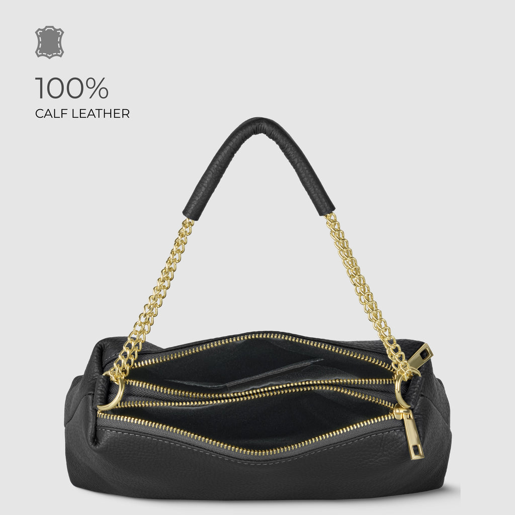 Italian Calf Leather Crossbody Bag – Medium Chain Handle Purse