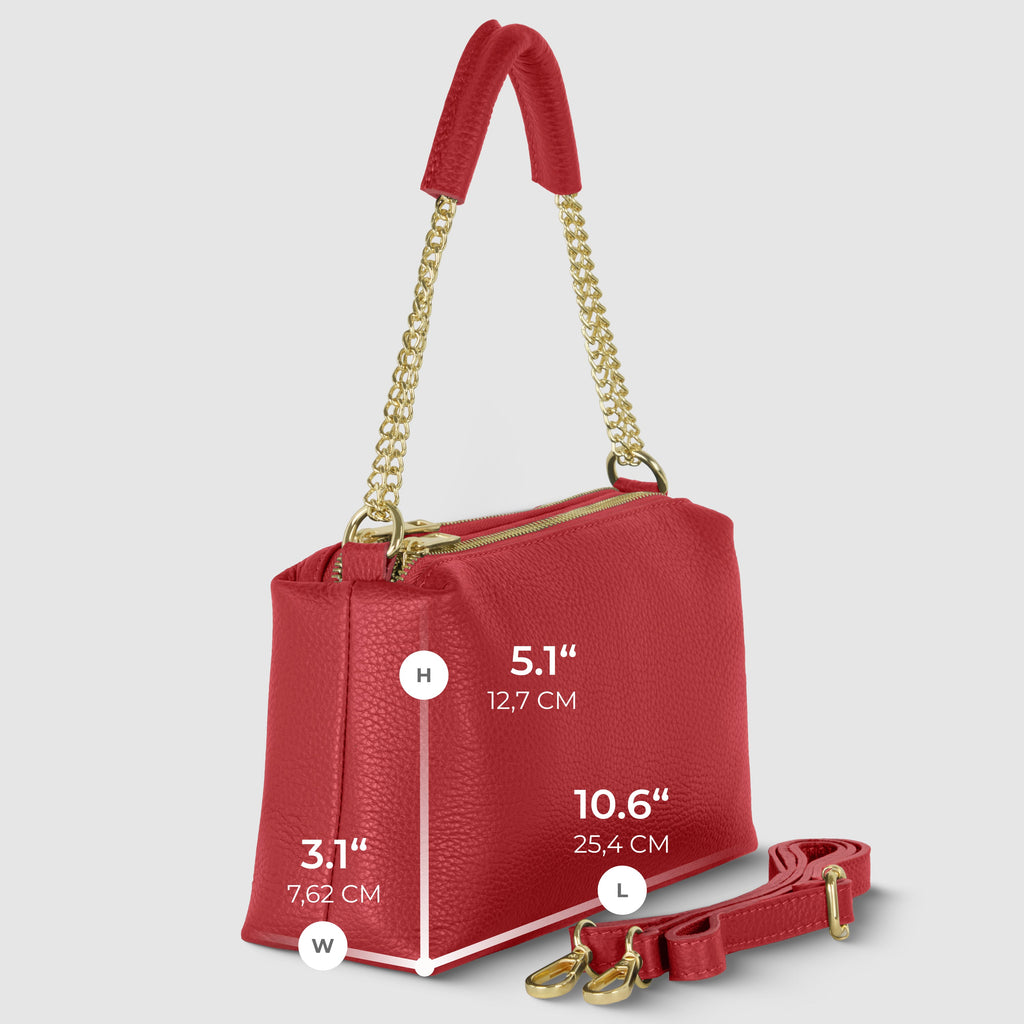 Italian Calf Leather Crossbody Bag – Medium Chain Handle Purse