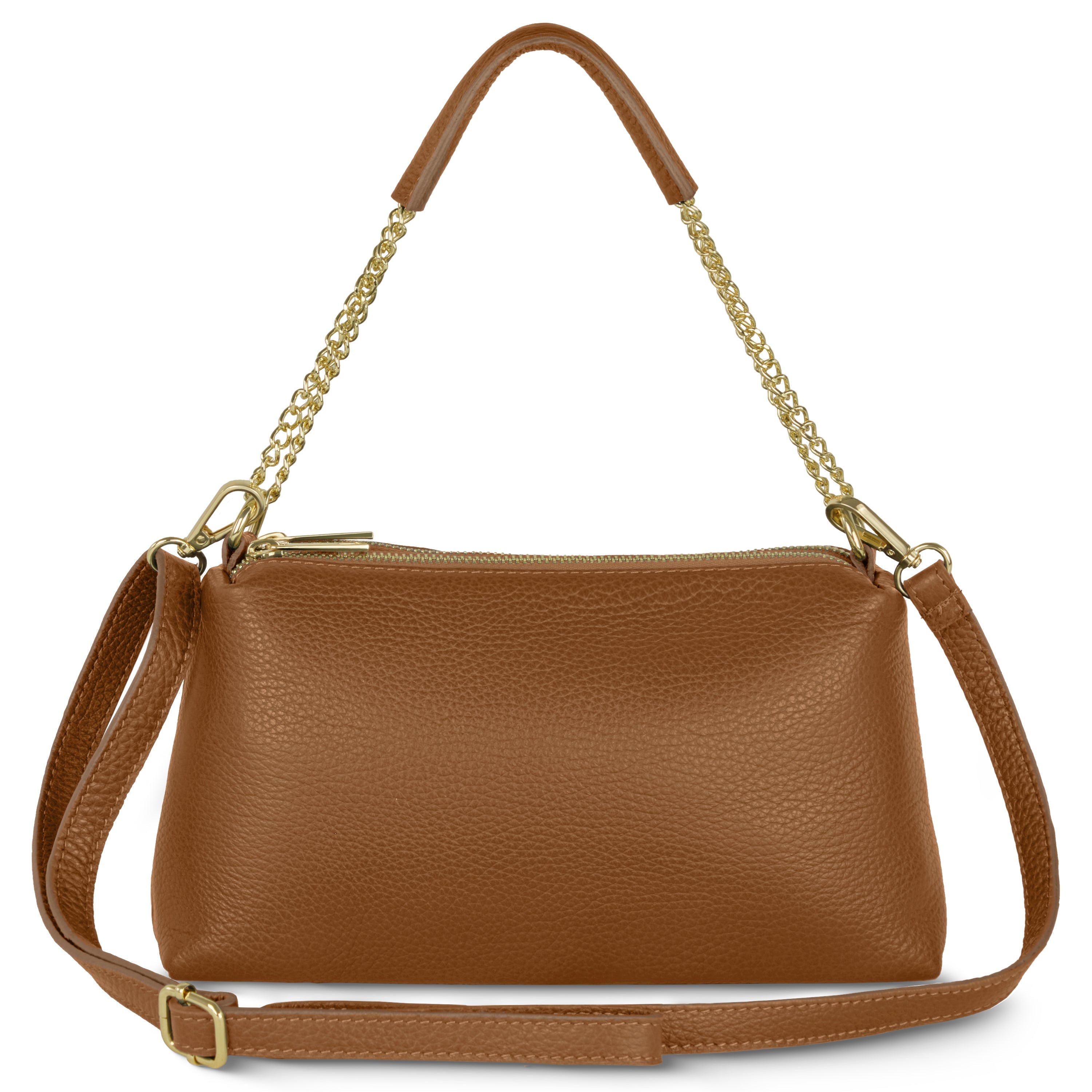 Italian Calf Leather Crossbody Bag – Medium Chain Handle Purse