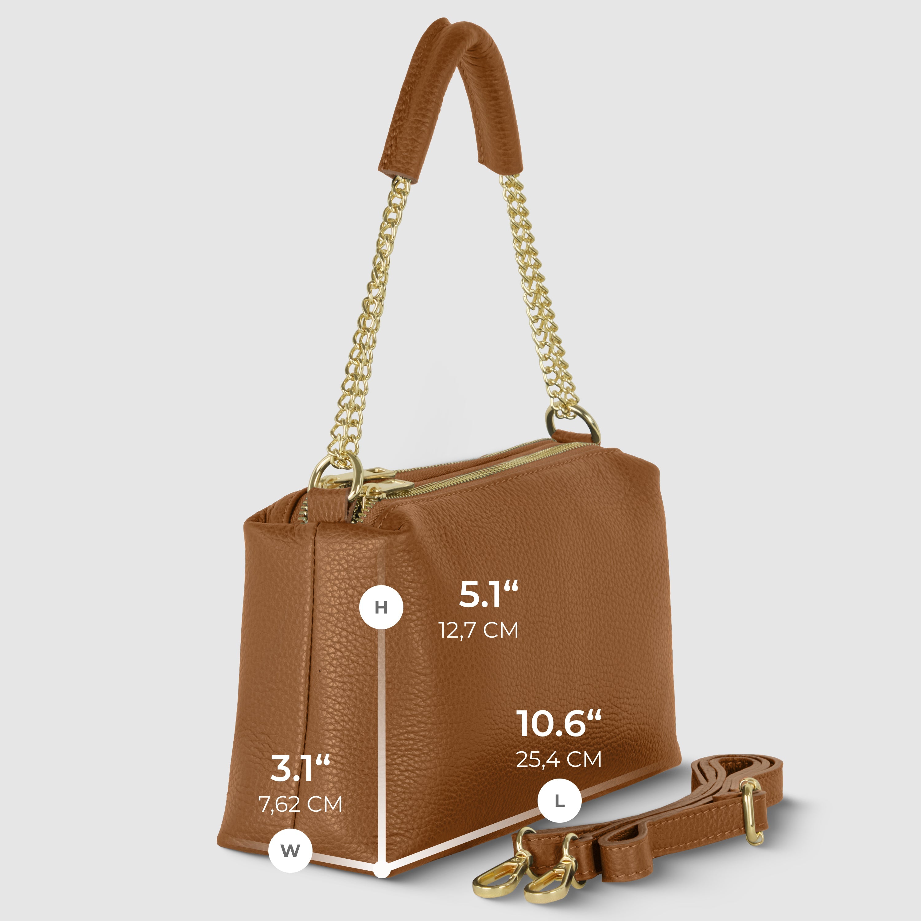 Italian Calf Leather Crossbody Bag – Medium Chain Handle Purse