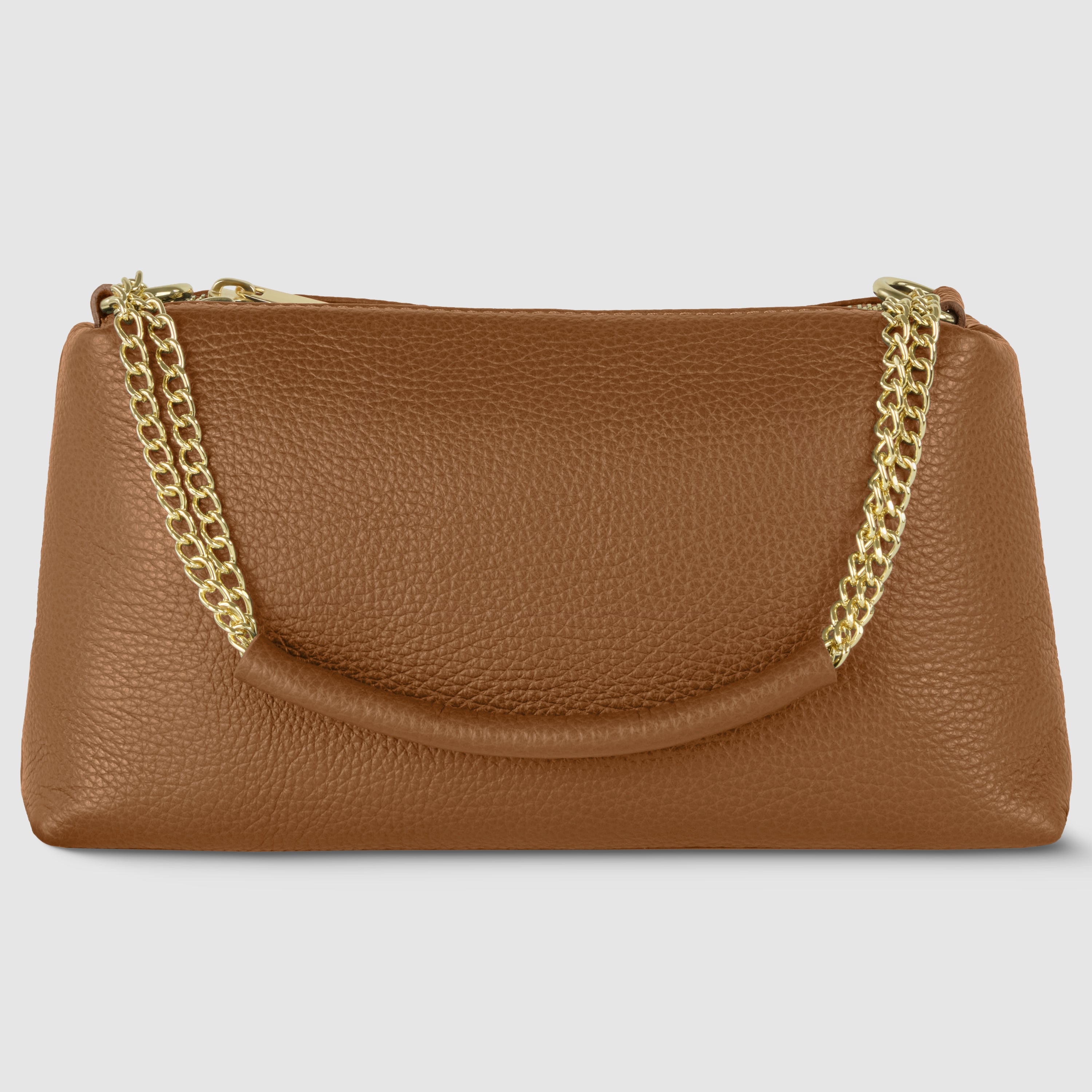 Italian Calf Leather Crossbody Bag – Medium Chain Handle Purse