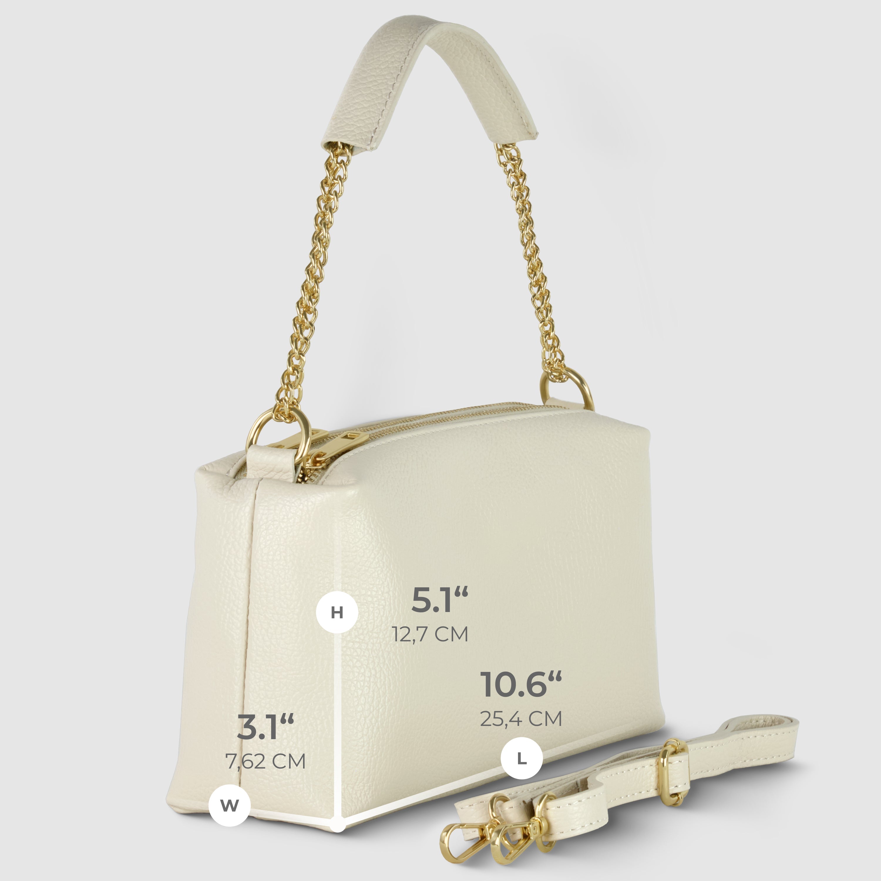 Italian Calf Leather Crossbody Bag – Medium Chain Handle Purse