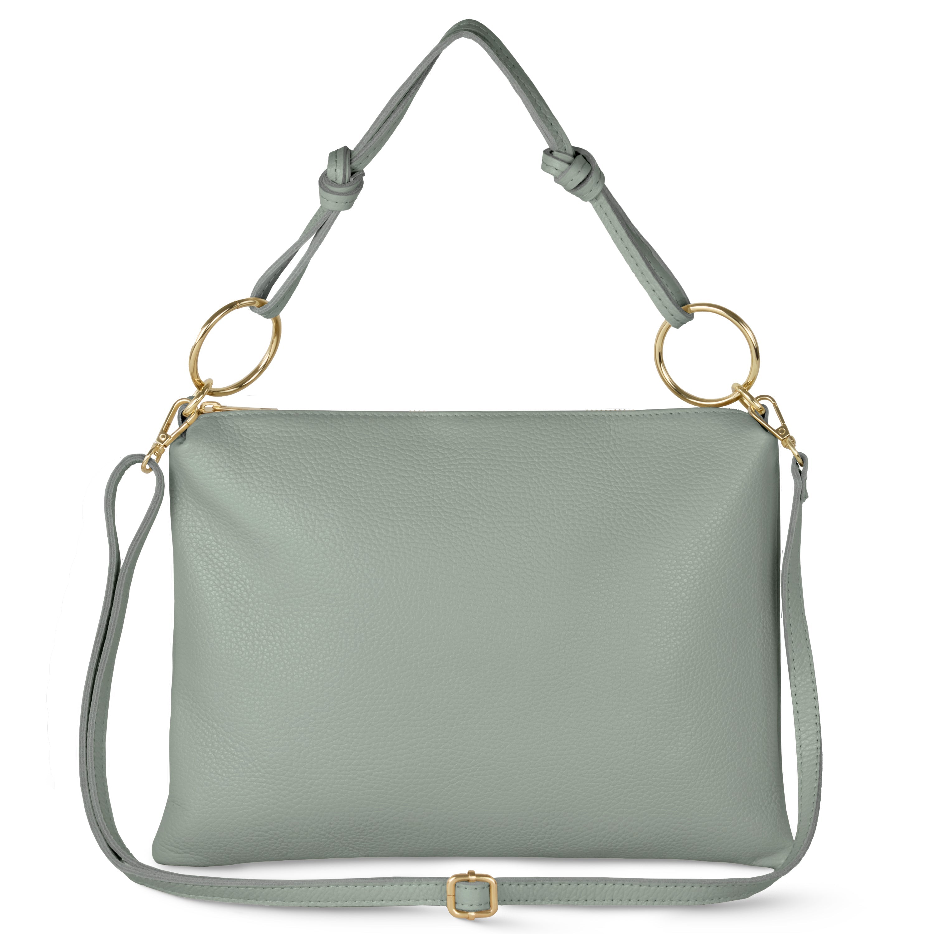 Italian Genuine Calf Leather Shoulder Bag with Knotted Handle