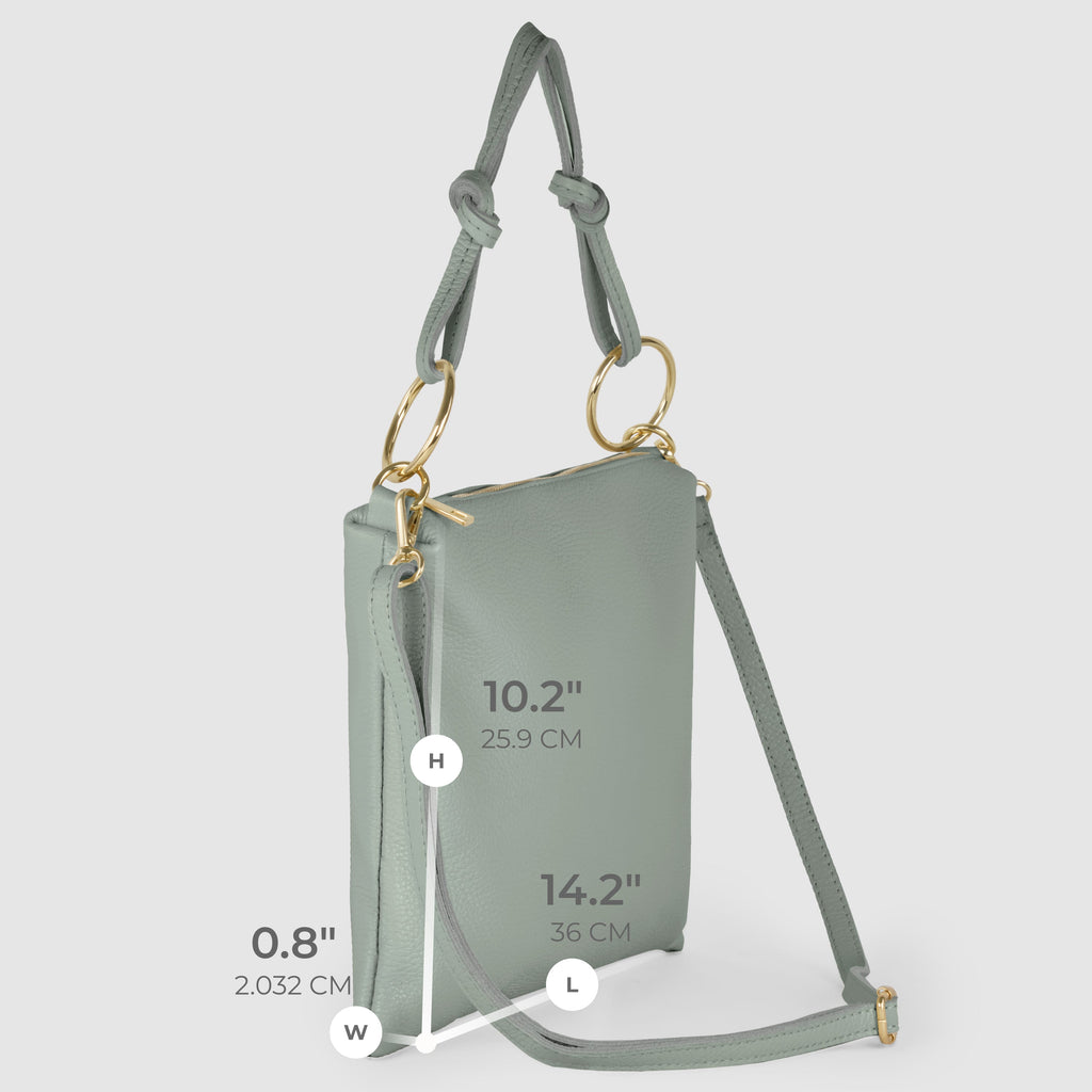 Italian Genuine Calf Leather Shoulder Bag with Knotted Handle