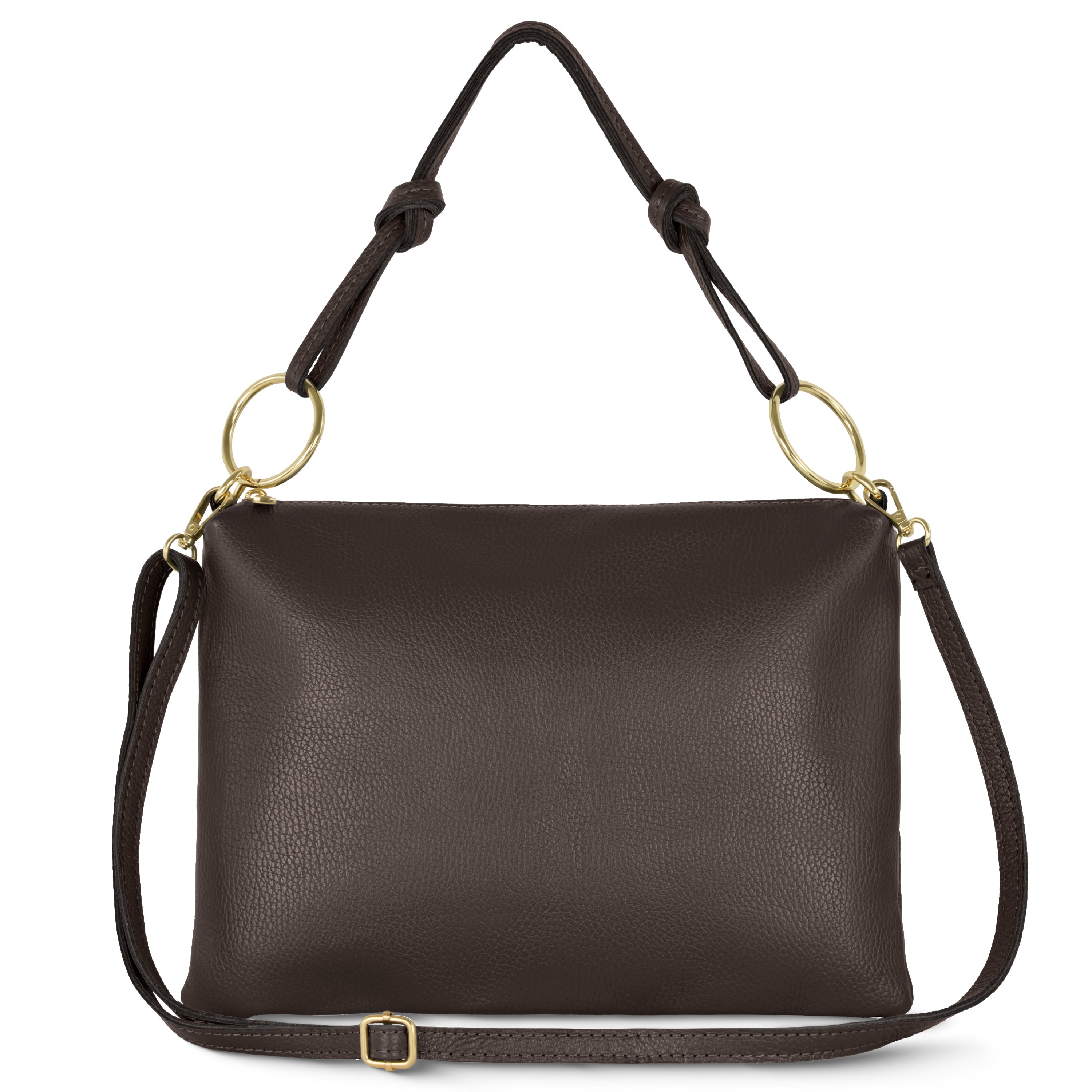 Italian Genuine Calf Leather Shoulder Bag with Knotted Handle