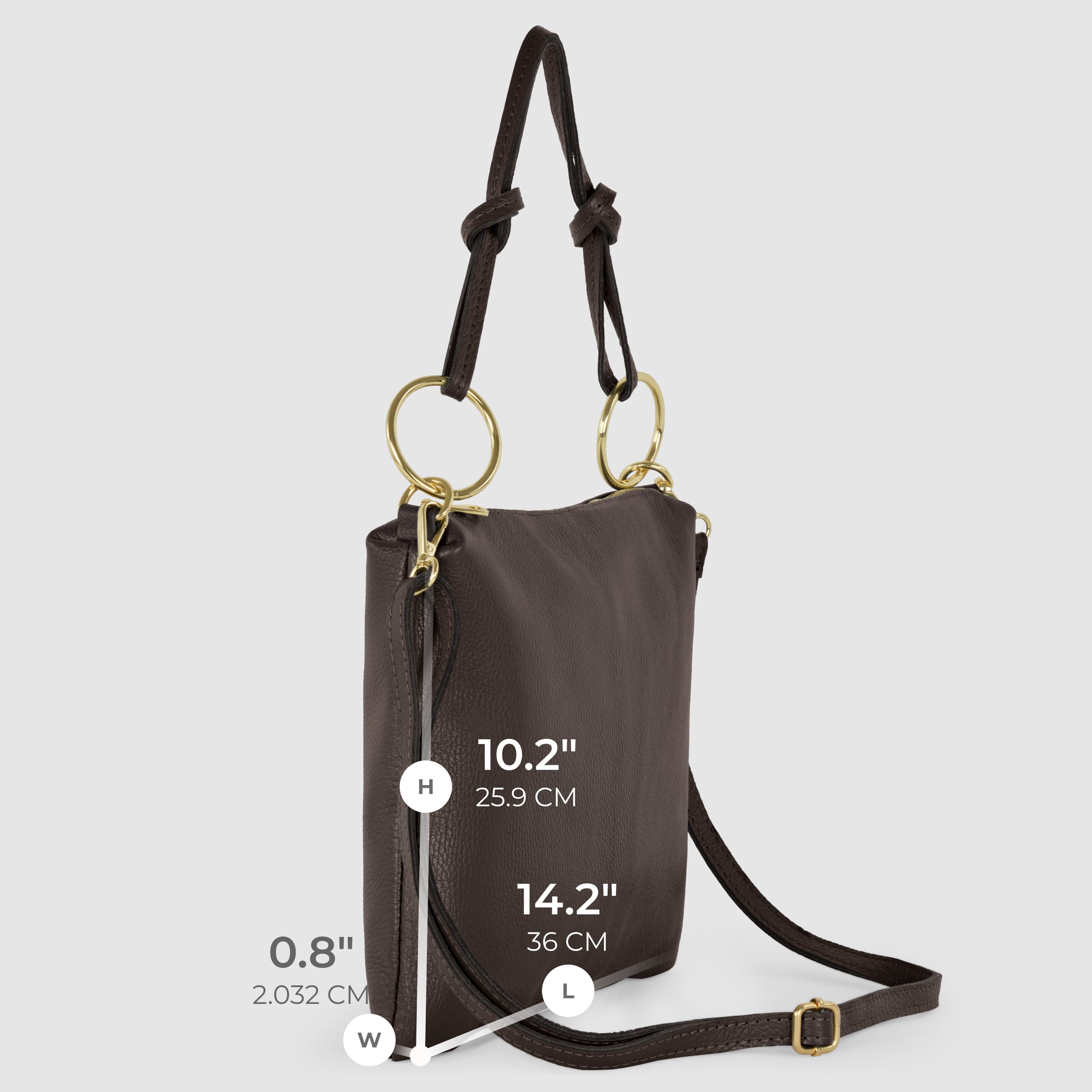 Italian Genuine Calf Leather Shoulder Bag with Knotted Handle