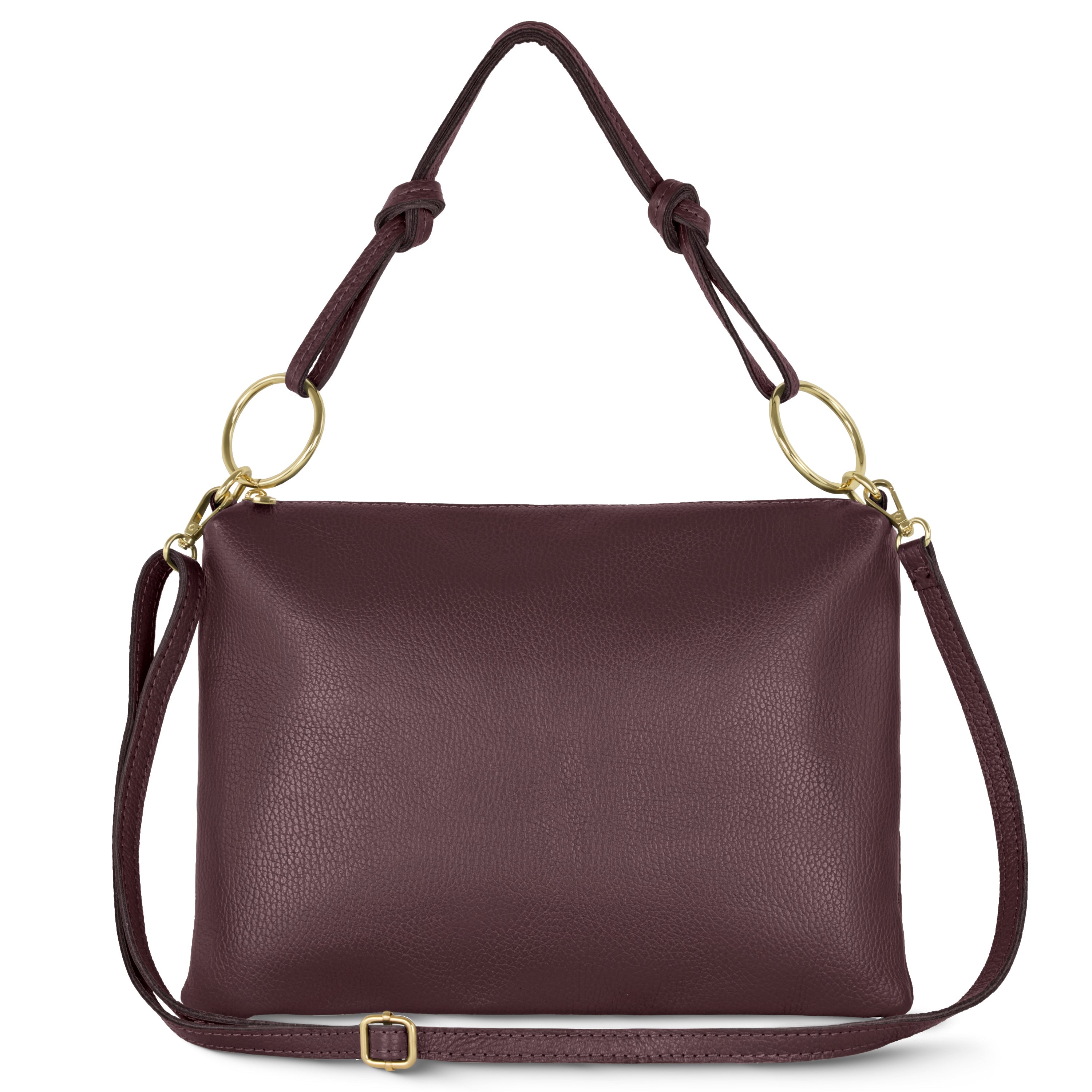 Italian Genuine Calf Leather Shoulder Bag with Knotted Handle