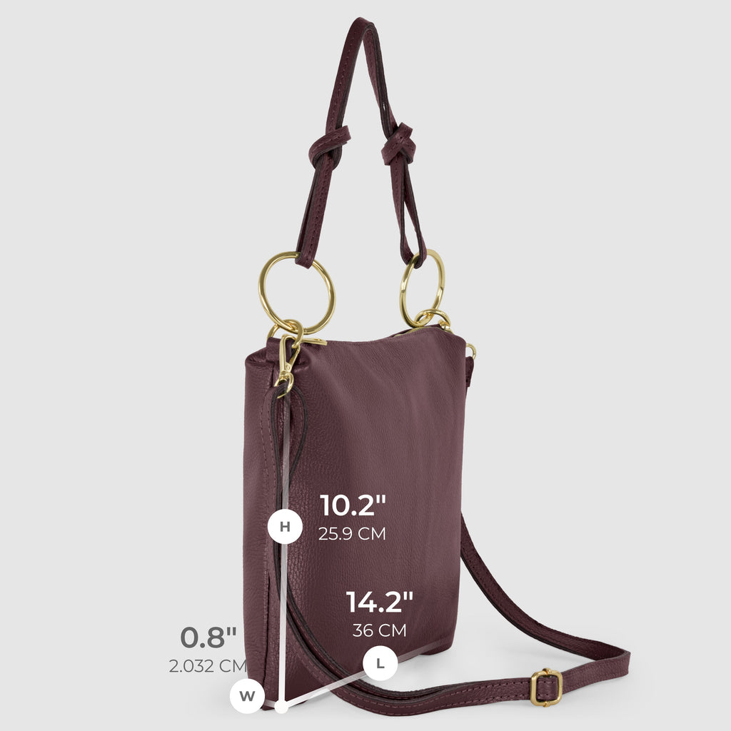 Italian Genuine Calf Leather Shoulder Bag with Knotted Handle