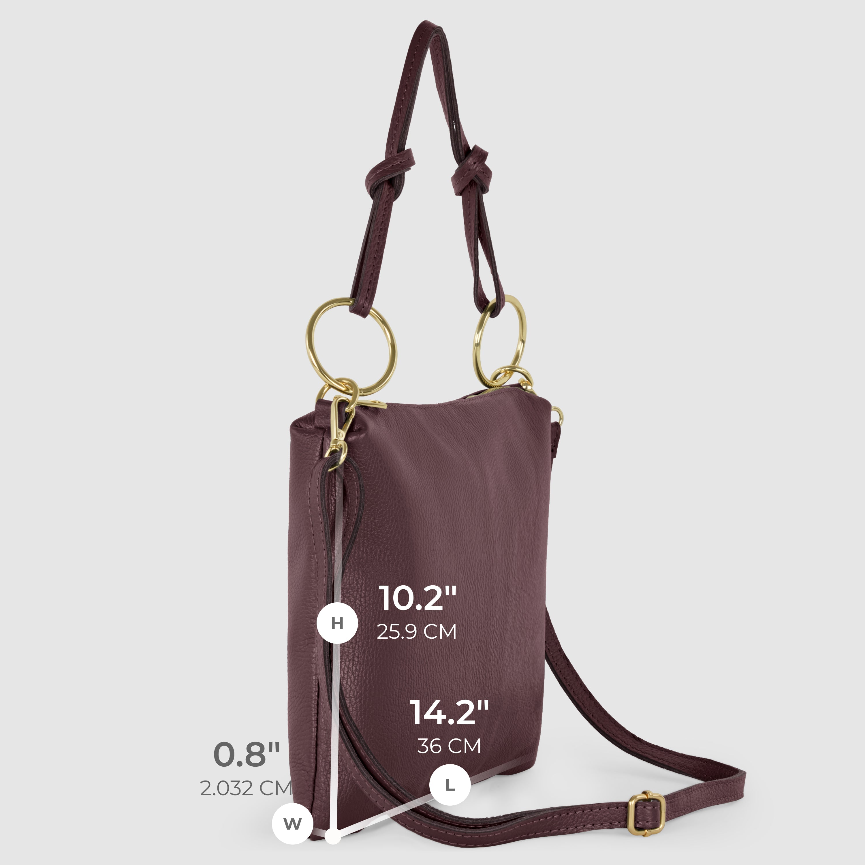 Italian Genuine Calf Leather Shoulder Bag with Knotted Handle