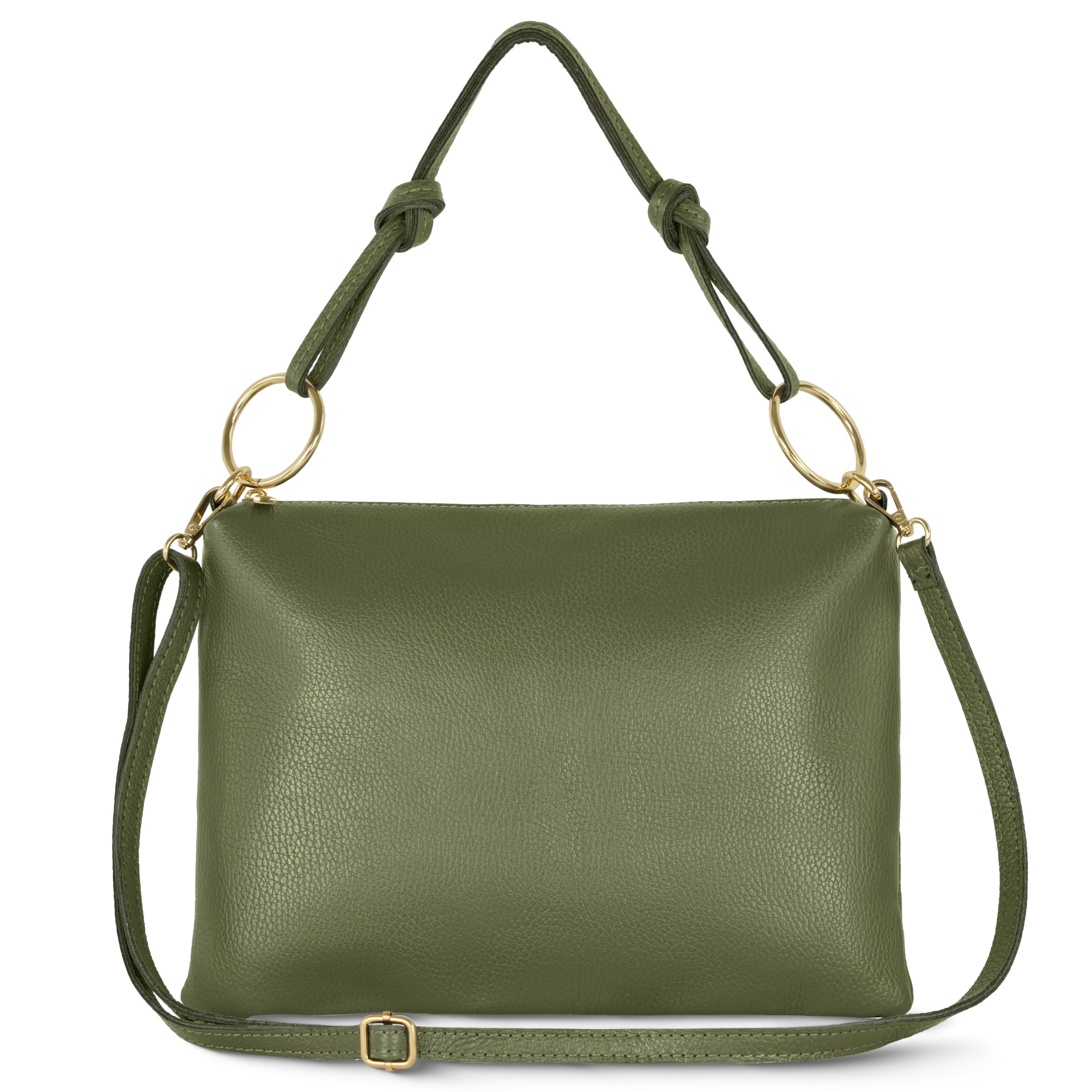 Italian Genuine Calf Leather Shoulder Bag with Knotted Handle