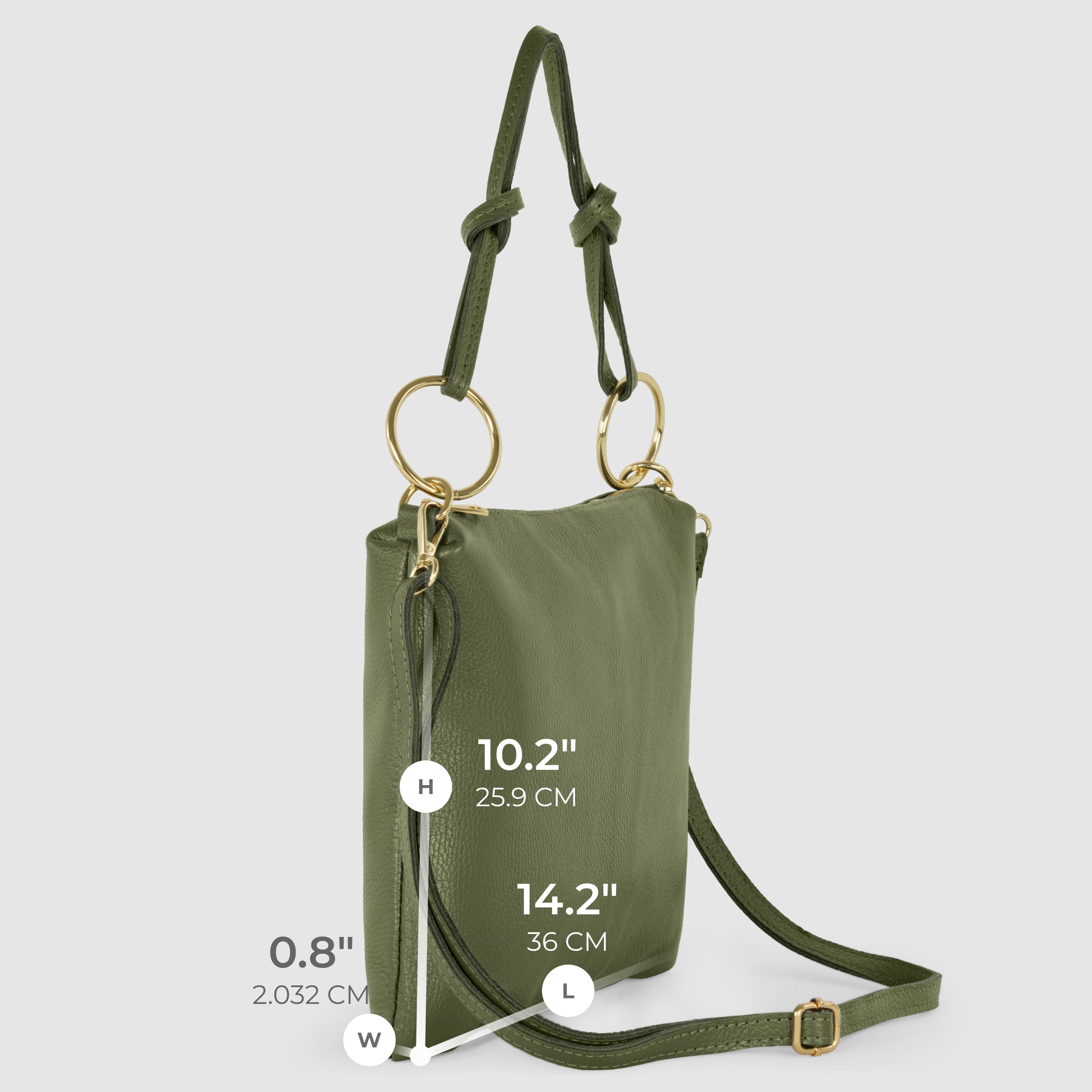 Italian Genuine Calf Leather Shoulder Bag with Knotted Handle