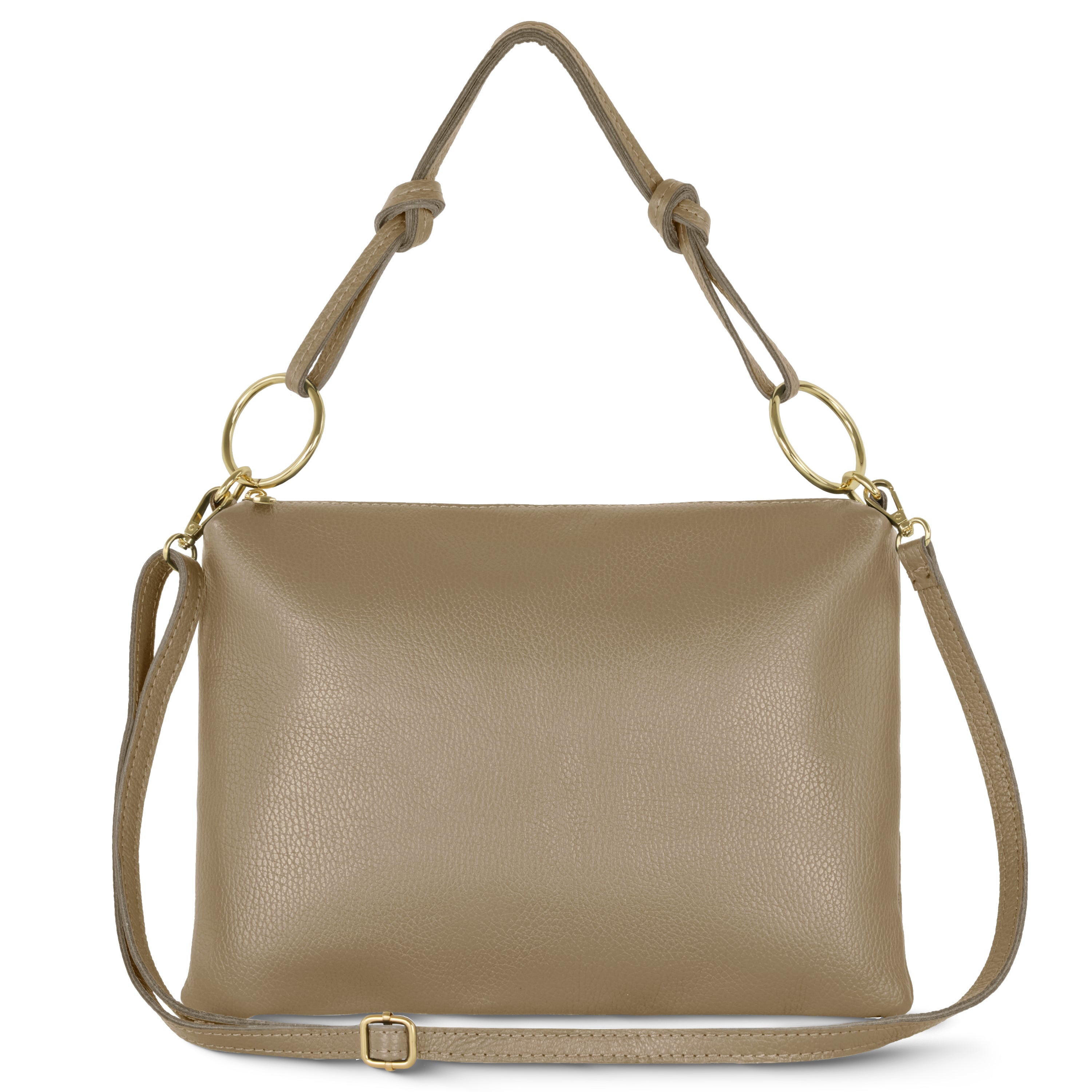 Italian Genuine Calf Leather Shoulder Bag with Knotted Handle