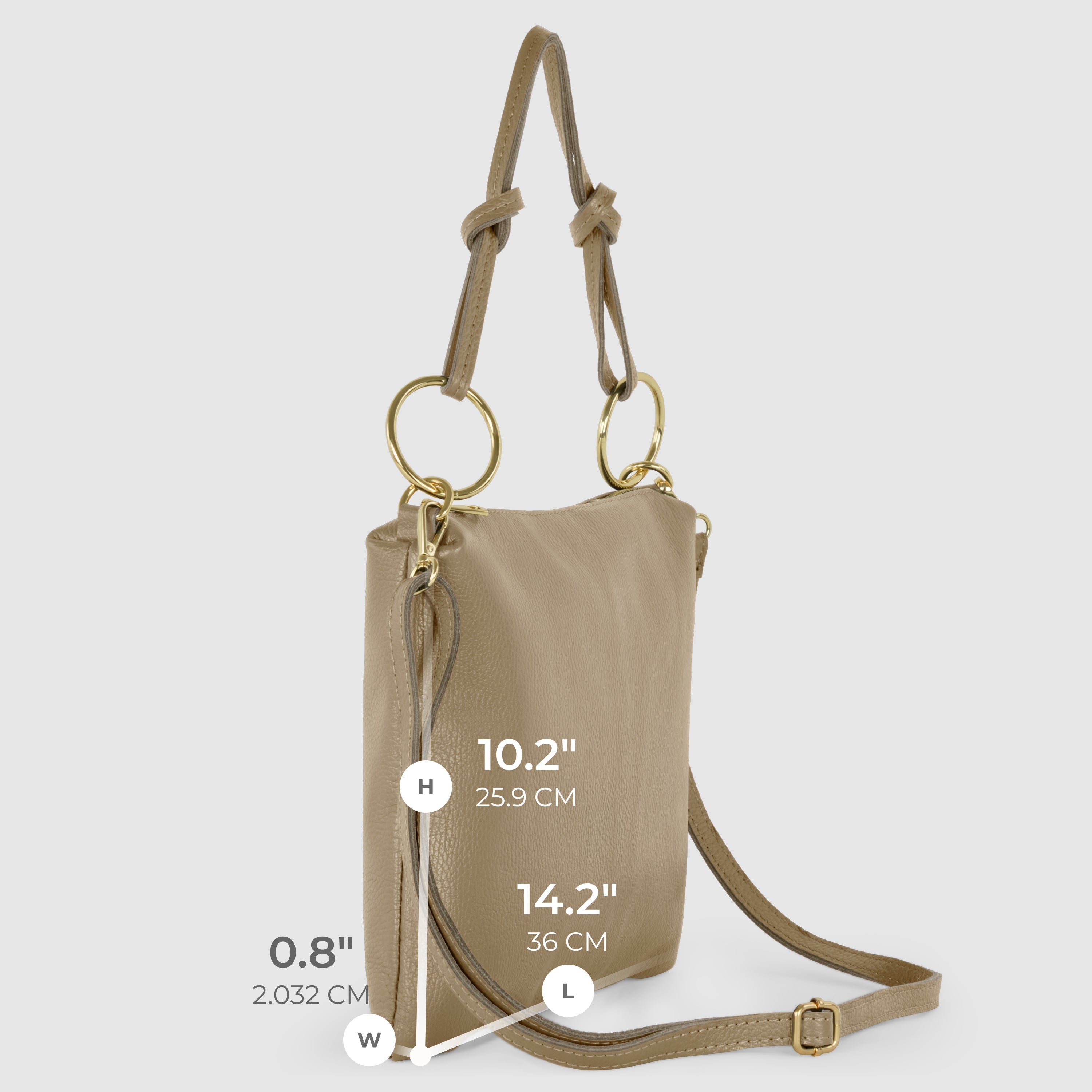 Italian Genuine Calf Leather Shoulder Bag with Knotted Handle