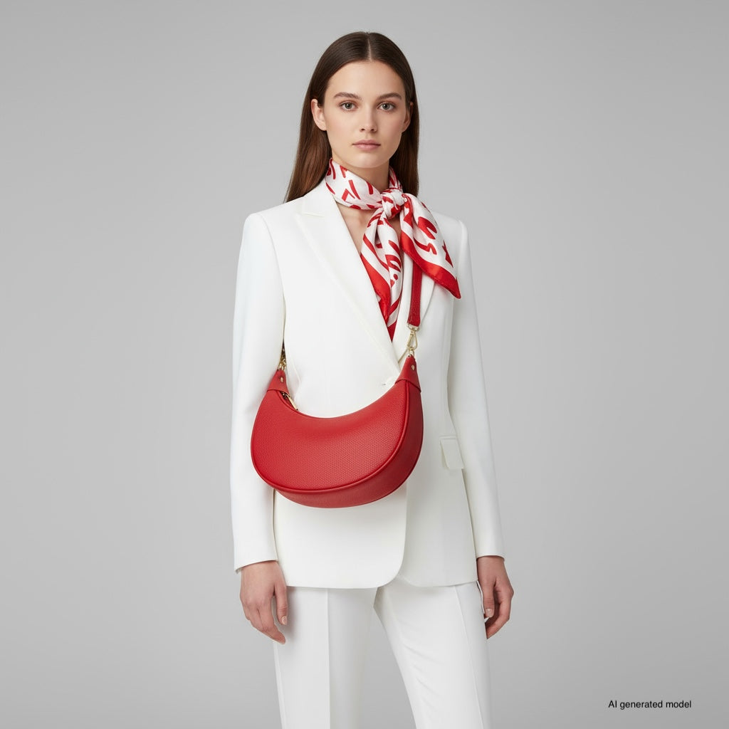 Genuine Italian Calf Leather Crescent Shoulder Bag