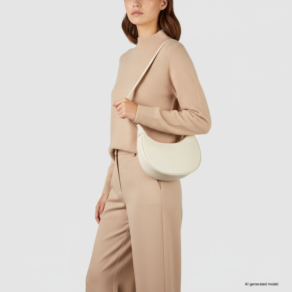 Genuine Italian Calf Leather Crescent Shoulder Bag