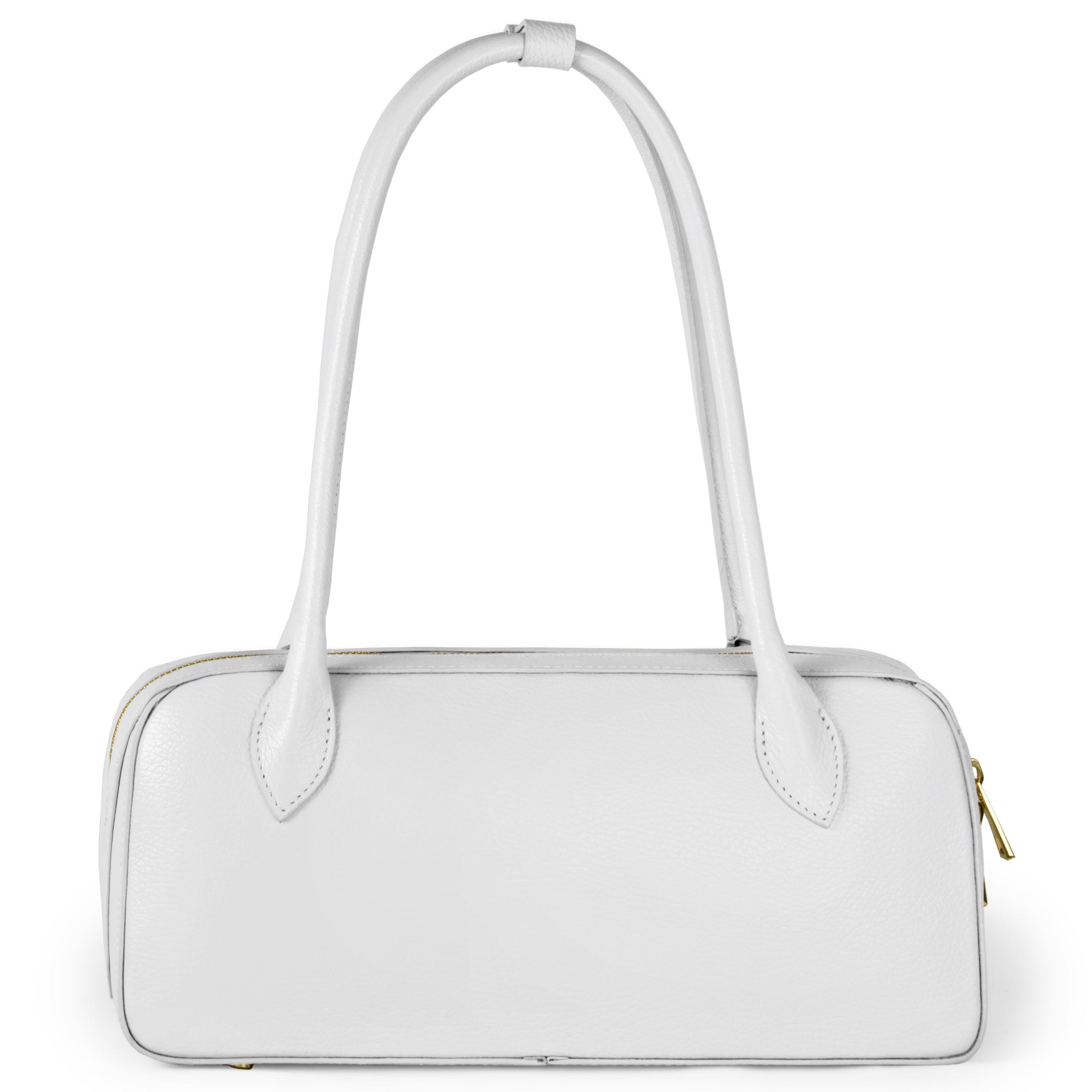 Italian Genuine Calf Leather Shoulder Bag with Structured Base