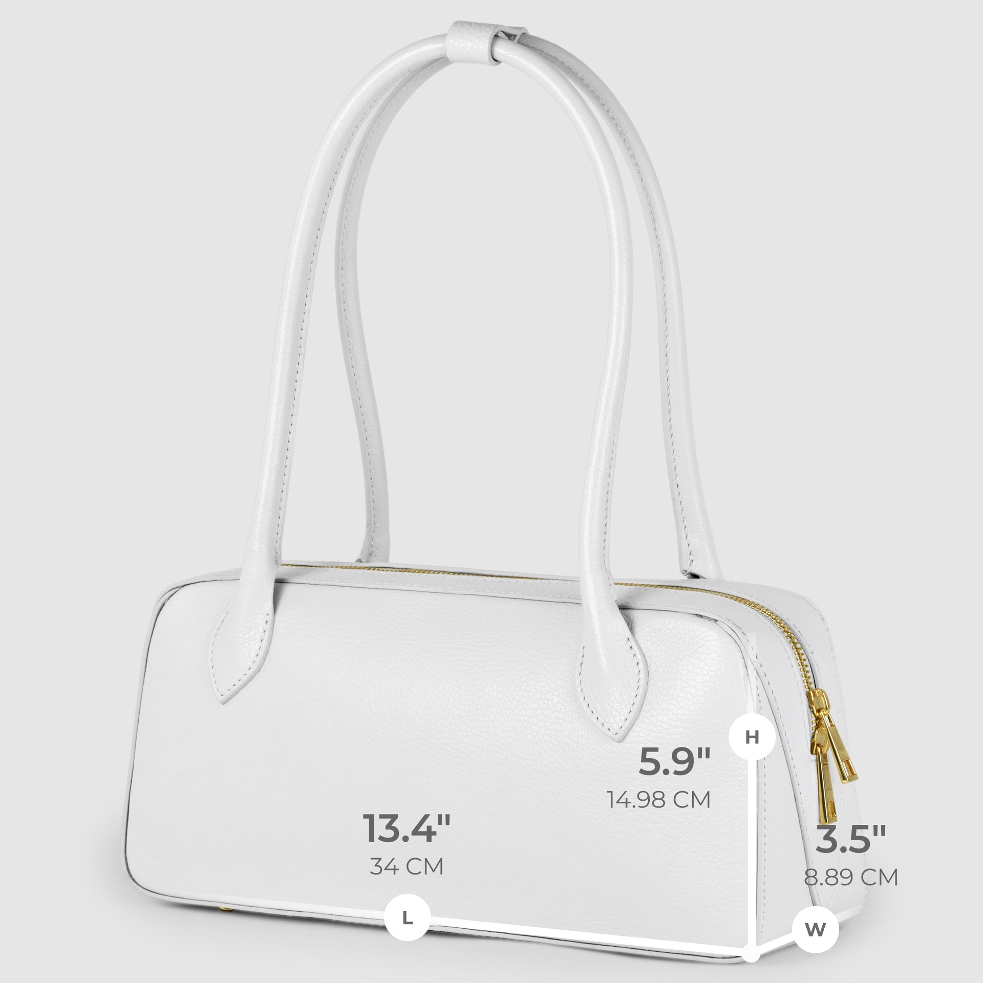Italian Genuine Calf Leather Shoulder Bag with Structured Base
