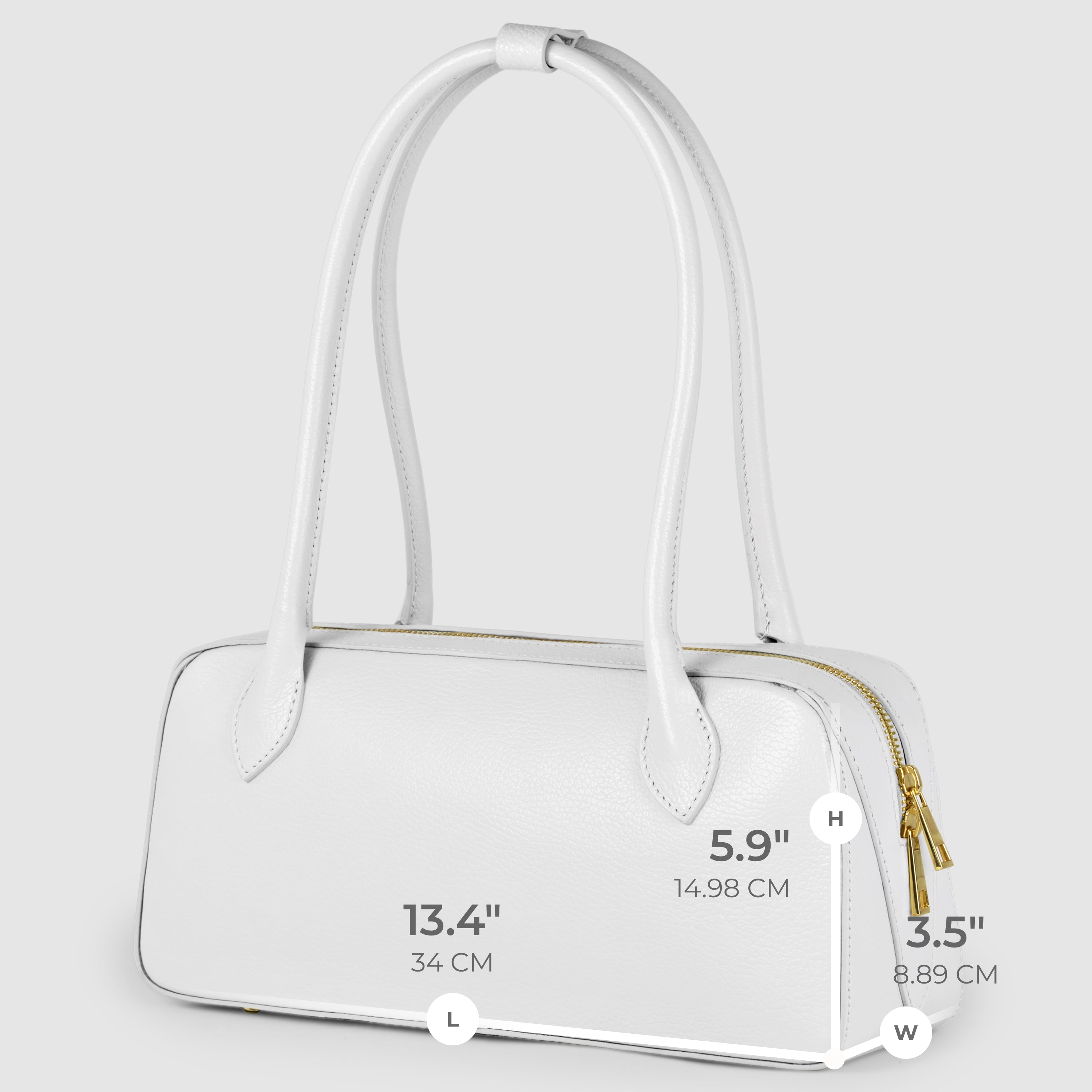 Italian Genuine Calf Leather Shoulder Bag with Structured Base
