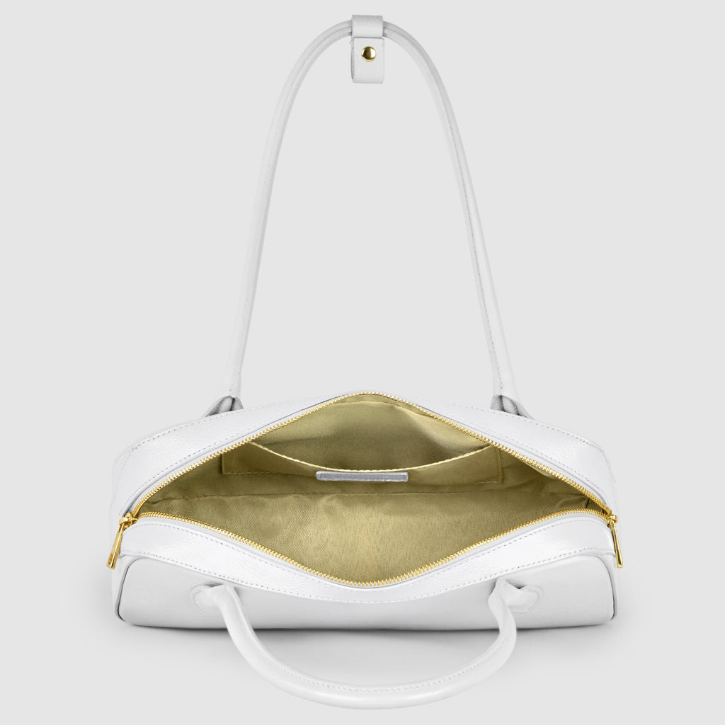Italian Genuine Calf Leather Shoulder Bag with Structured Base