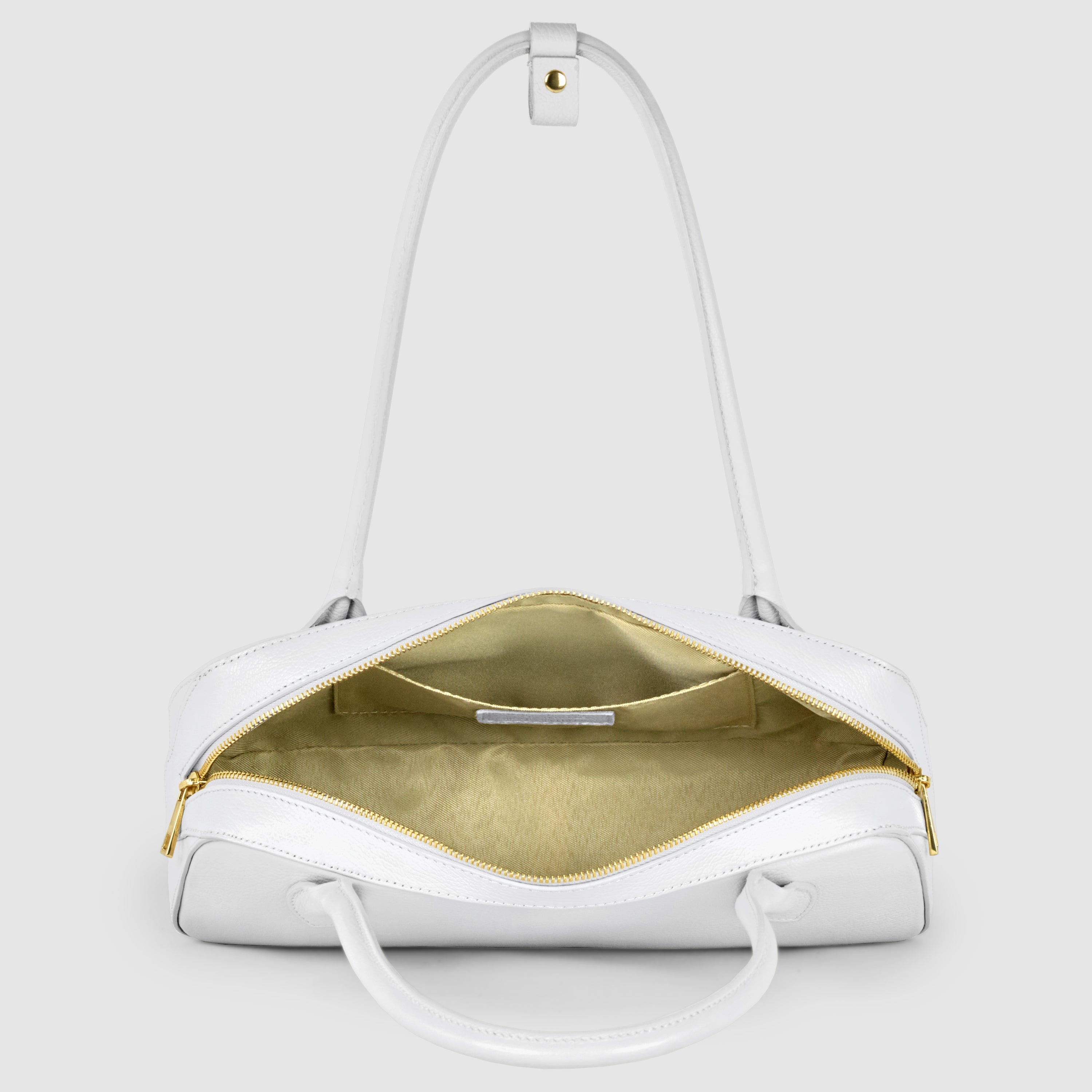 Italian Genuine Calf Leather Shoulder Bag with Structured Base