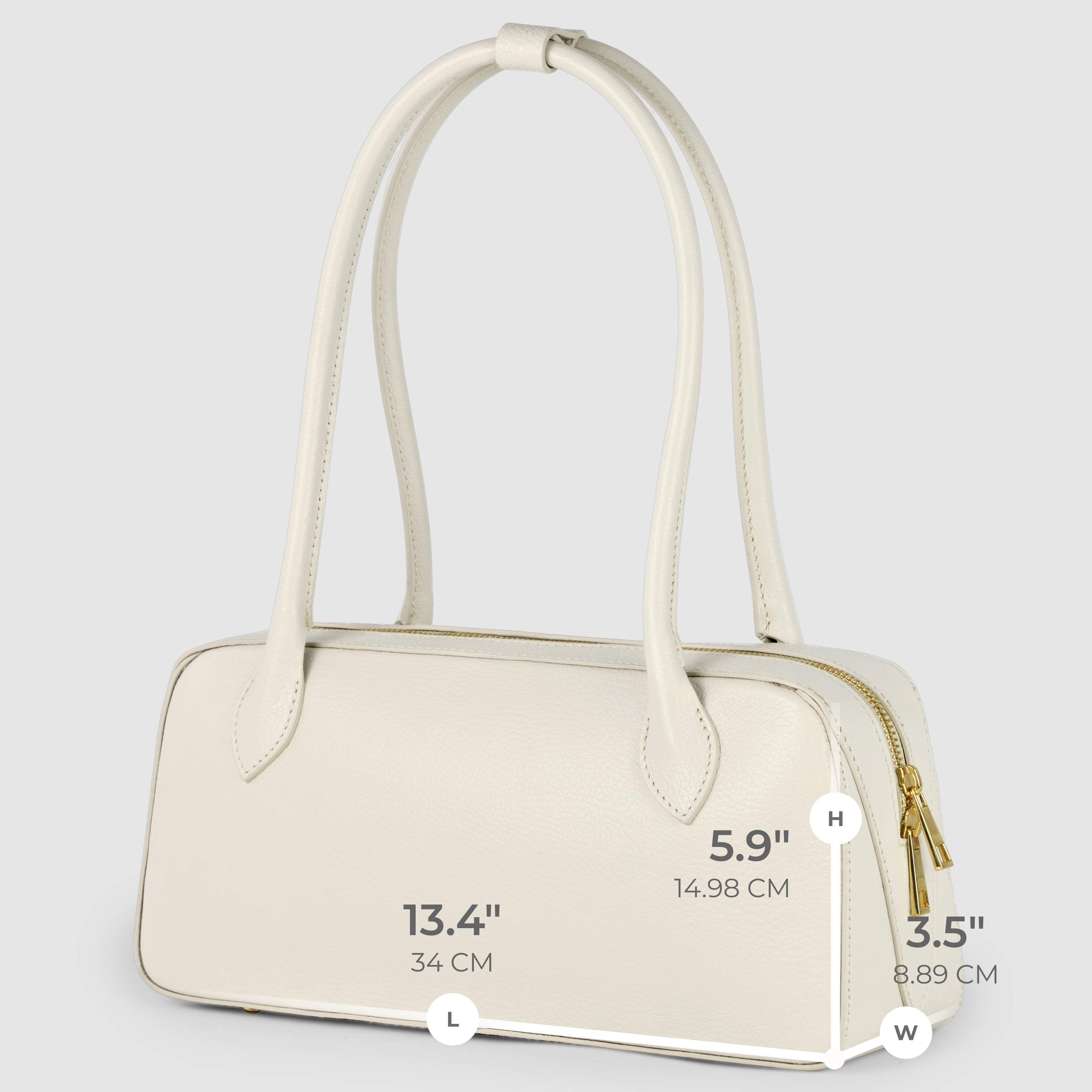 Italian Genuine Calf Leather Shoulder Bag with Structured Base