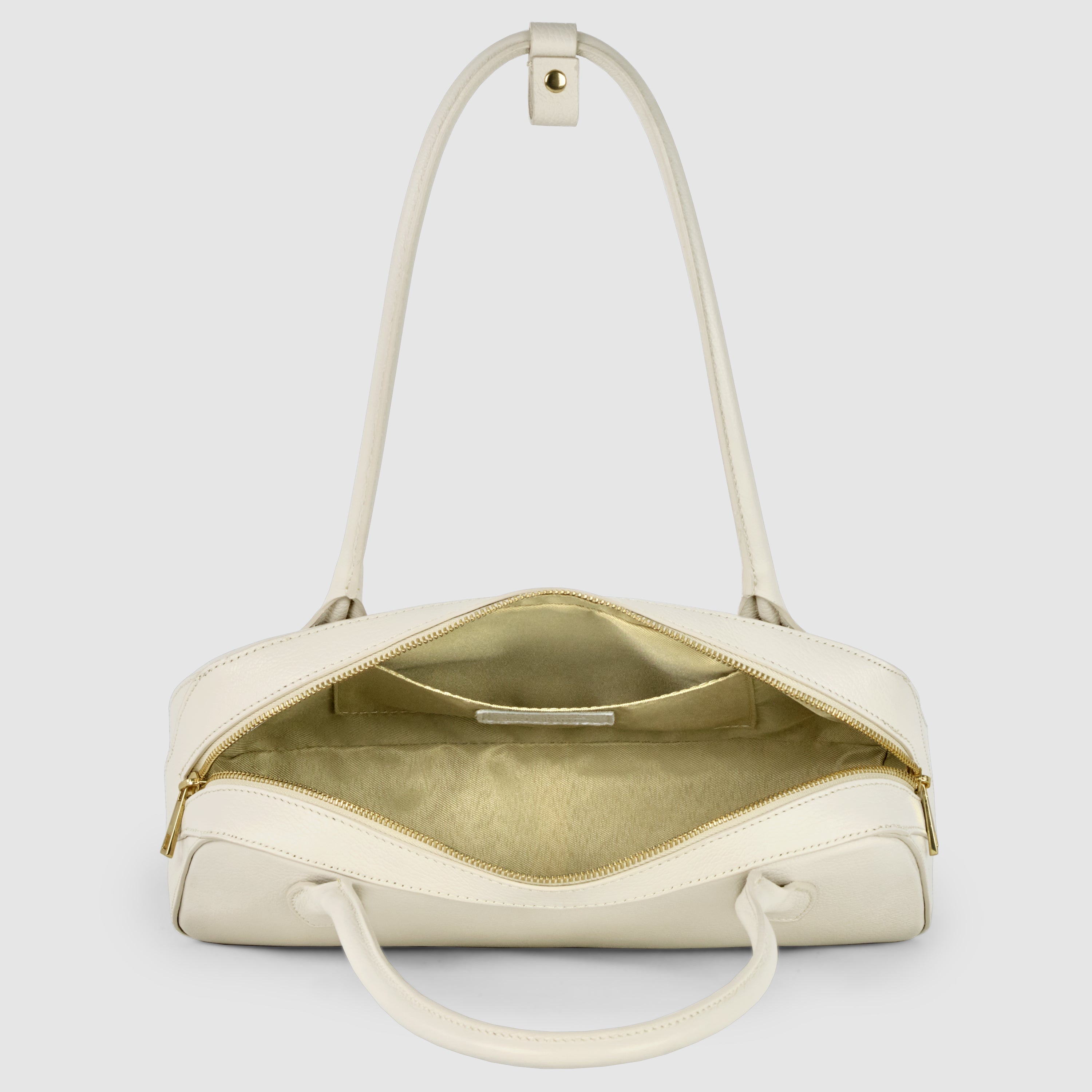 Italian Genuine Calf Leather Shoulder Bag with Structured Base
