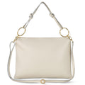 Italian genuine calf leather shoulder bag in sage-green with a decorative knotted handle
